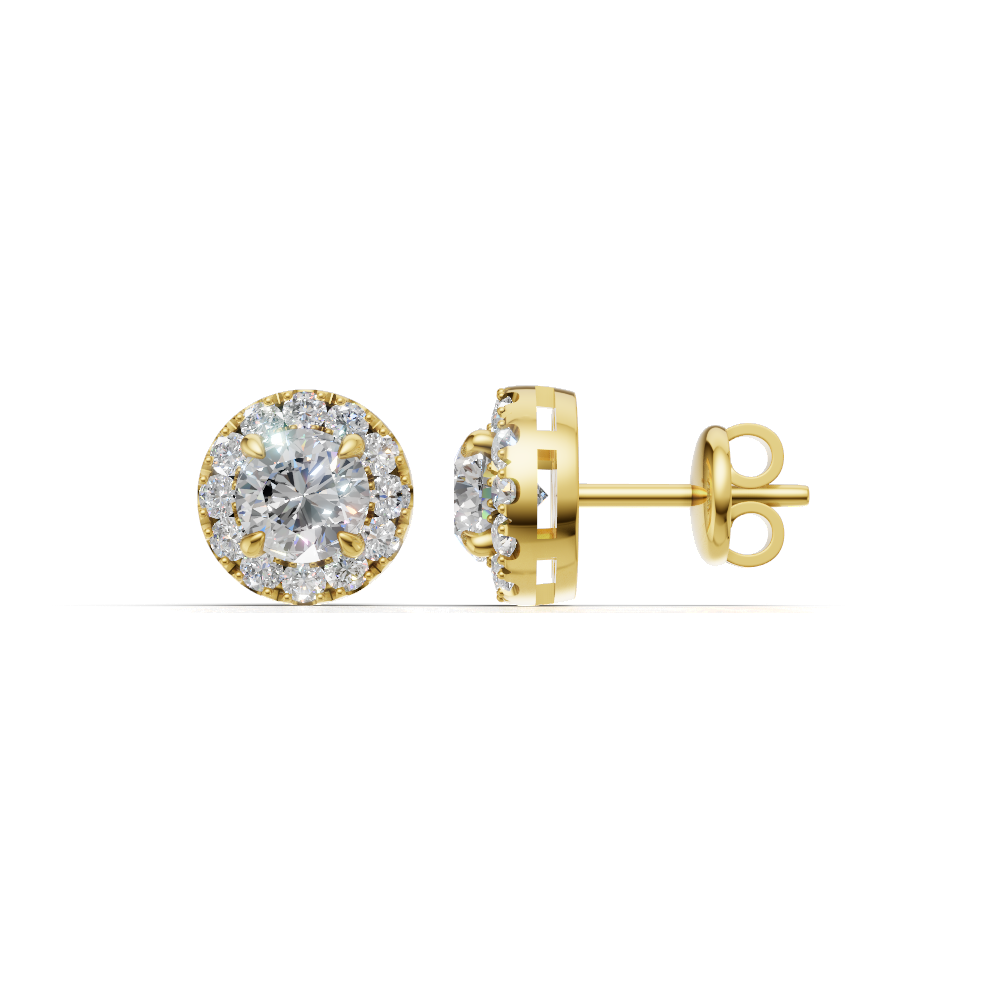 Halo Round Diamond Stud Earrings - ER04