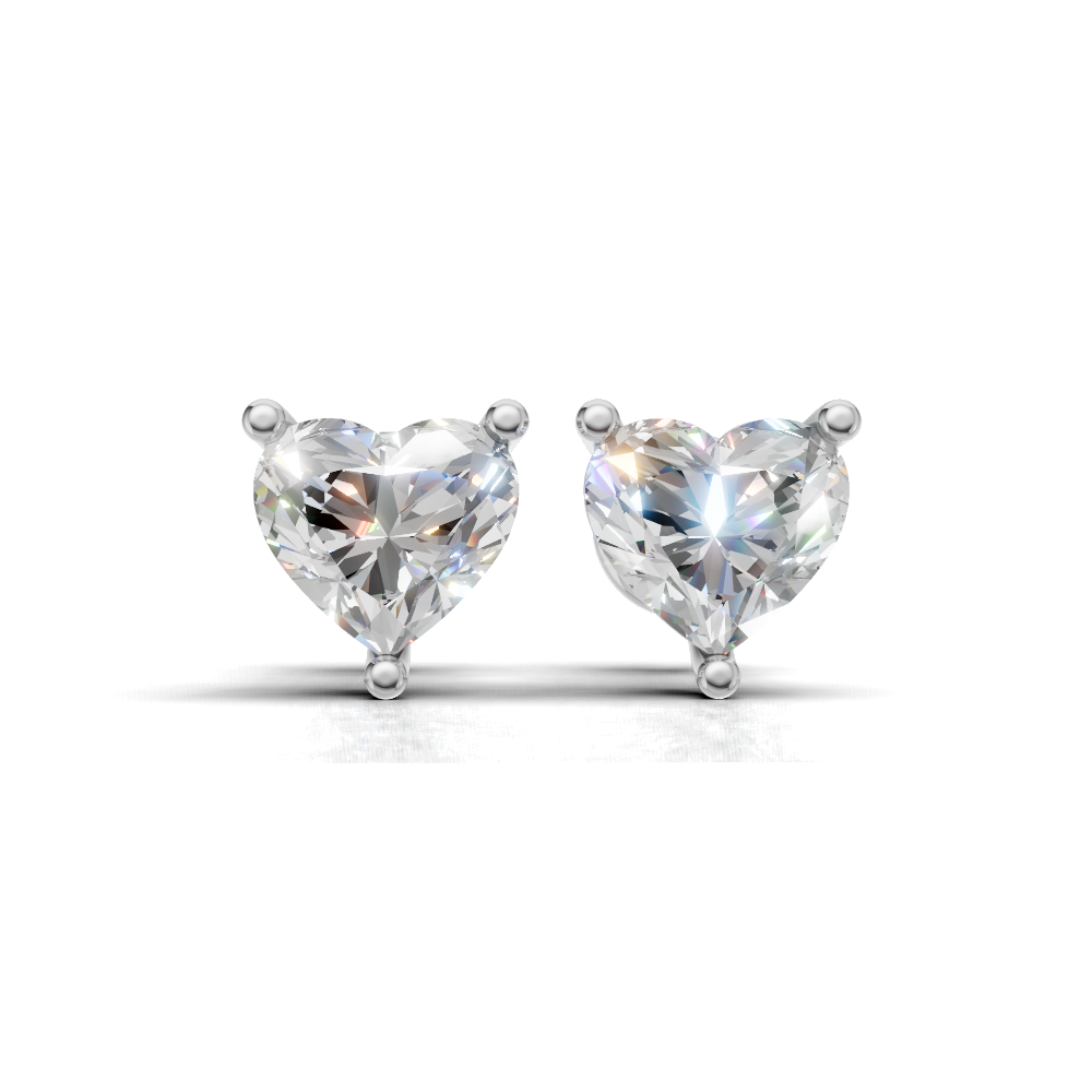 Heart Brilliant Cut Diamond Stud Earrings - Alpha Back - ER06