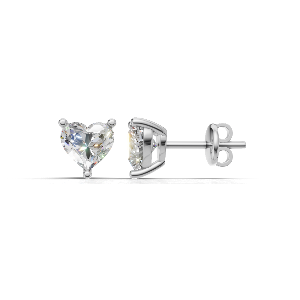 Heart Brilliant Cut Diamond Stud Earrings - Alpha Back - ER06
