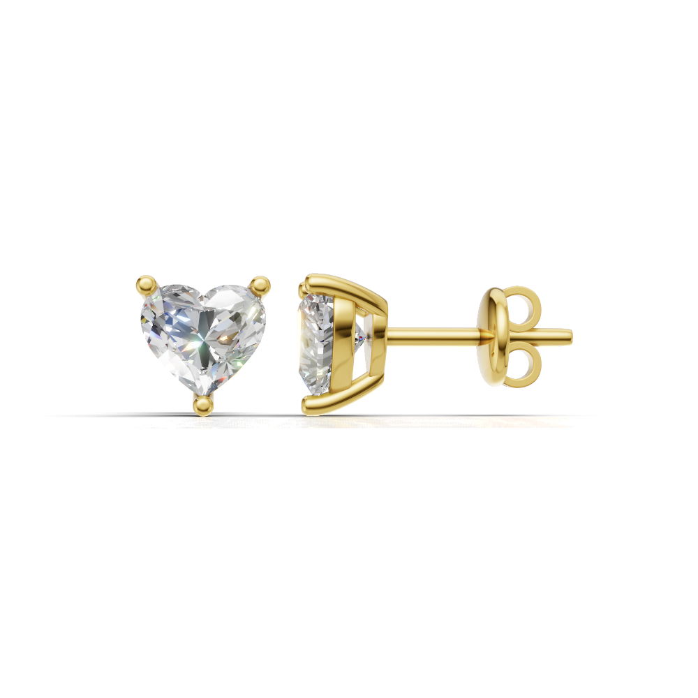 Heart Brilliant Cut Diamond Stud Earrings - Alpha Back - ER06