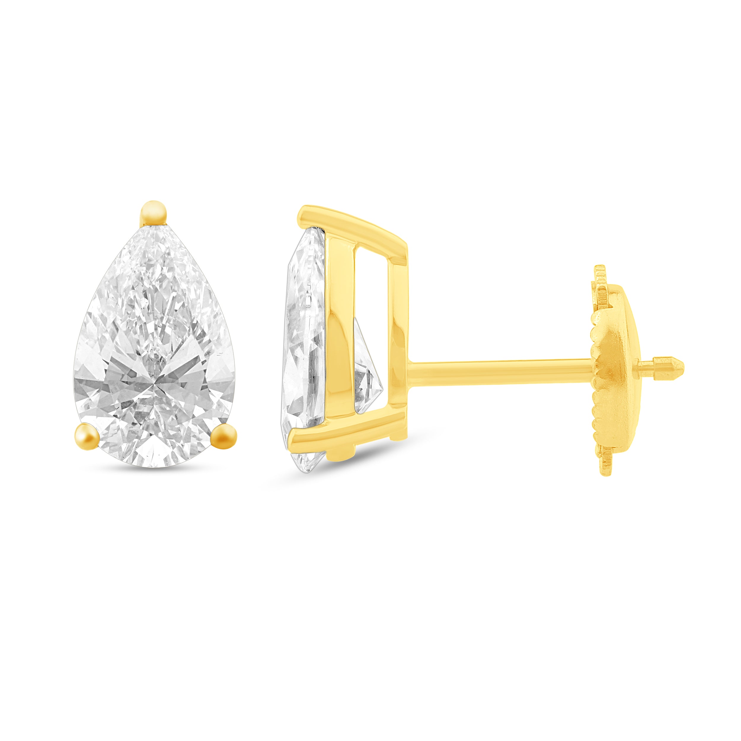 Pear Brilliant Cut Diamond Stud Earrings - Alpha Back - ER07