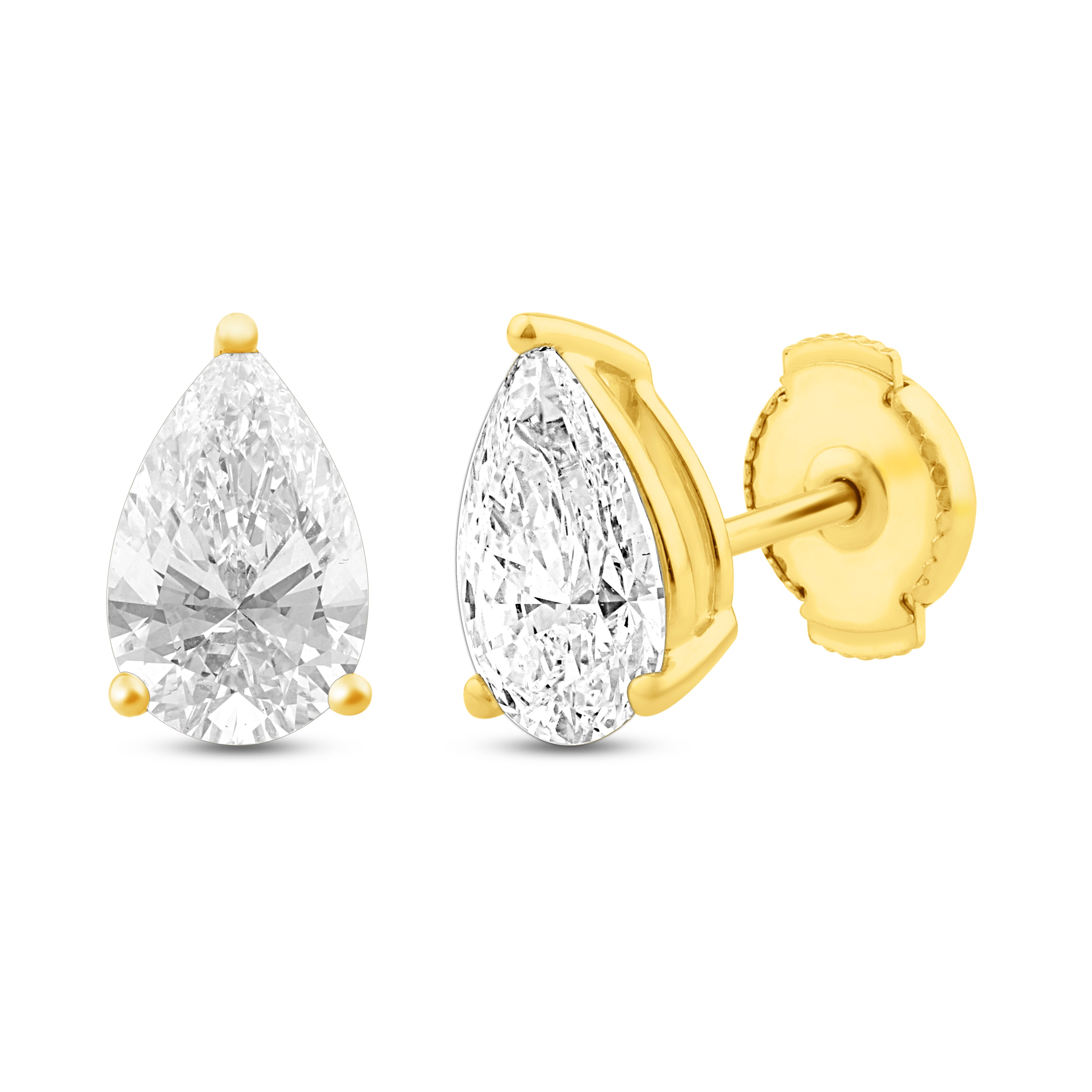 Pear Brilliant Cut Diamond Stud Earrings - Alpha Back - ER07
