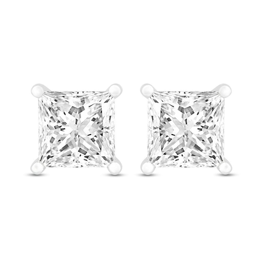 Princess Brilliant Cut Diamond Stud Earrings - Alpha Back - ER08