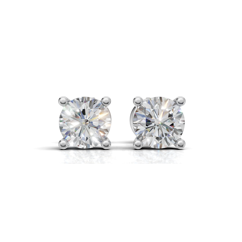 Round Brilliant Cut Diamond Stud Earrings - Alpha Back - ER09