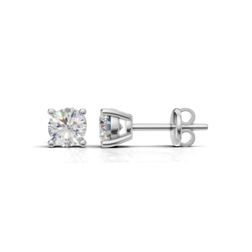 Round Brilliant Cut Diamond Stud Earrings - Alpha Back - ER09