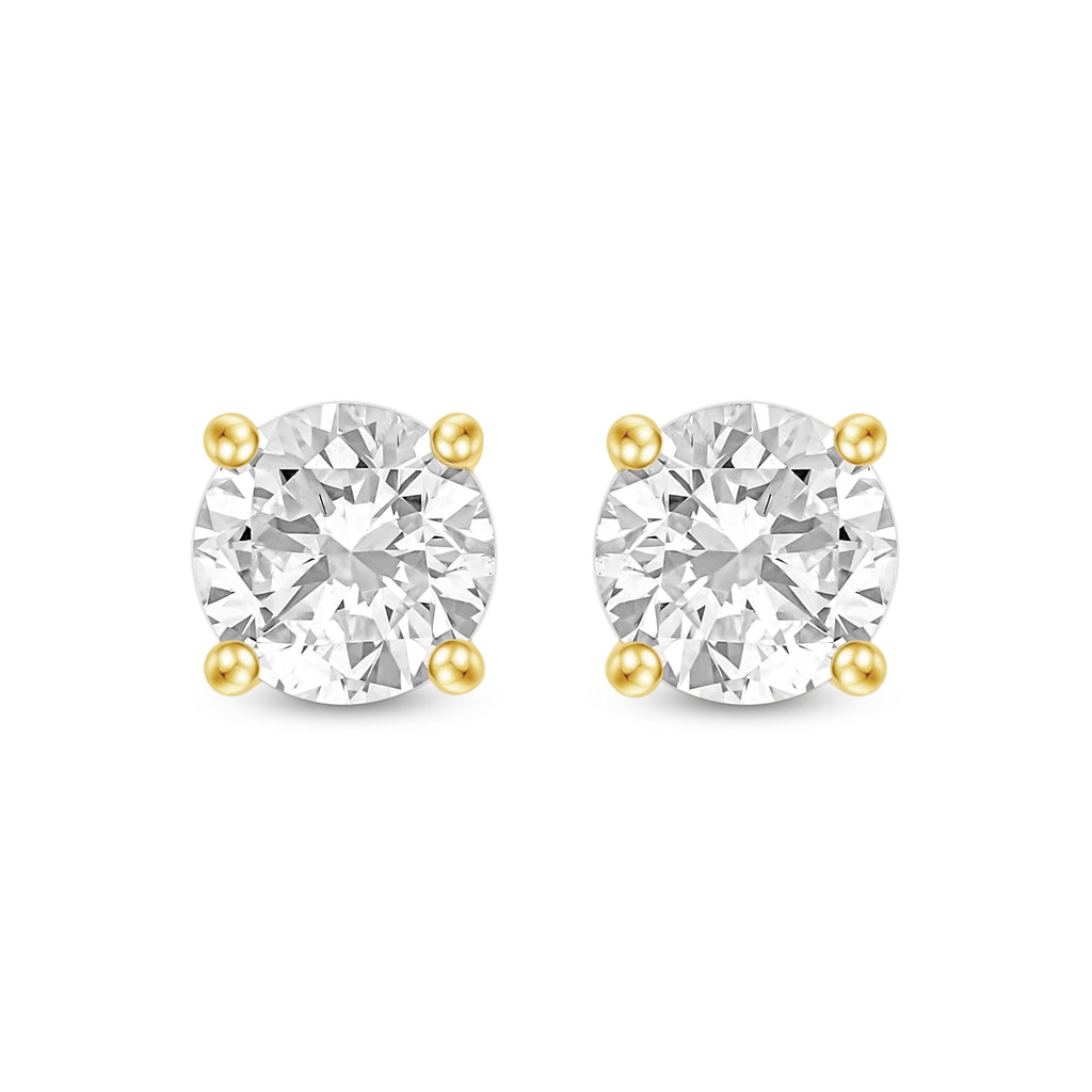 Round Brilliant Cut Diamond Stud Earrings - Alpha Back - ER09