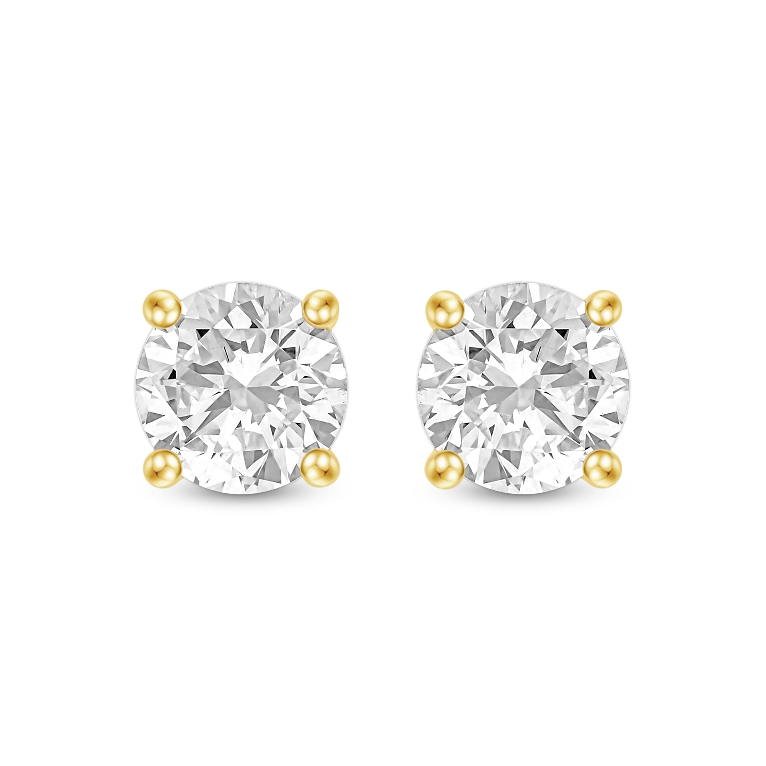 Round Brilliant Cut Diamond Stud Earrings - Alpha Back - ER09