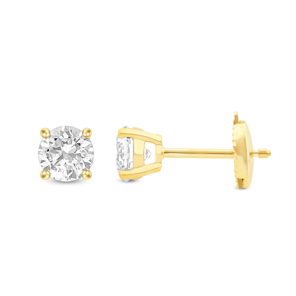 Round Brilliant Cut Diamond Stud Earrings - Alpha Back - ER09