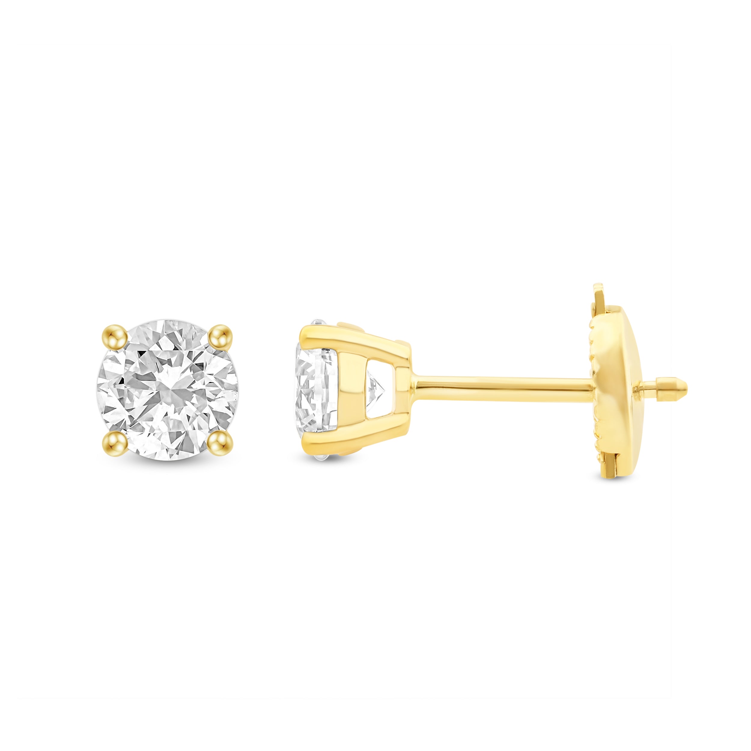 Round Brilliant Cut Diamond Stud Earrings - Alpha Back - ER09