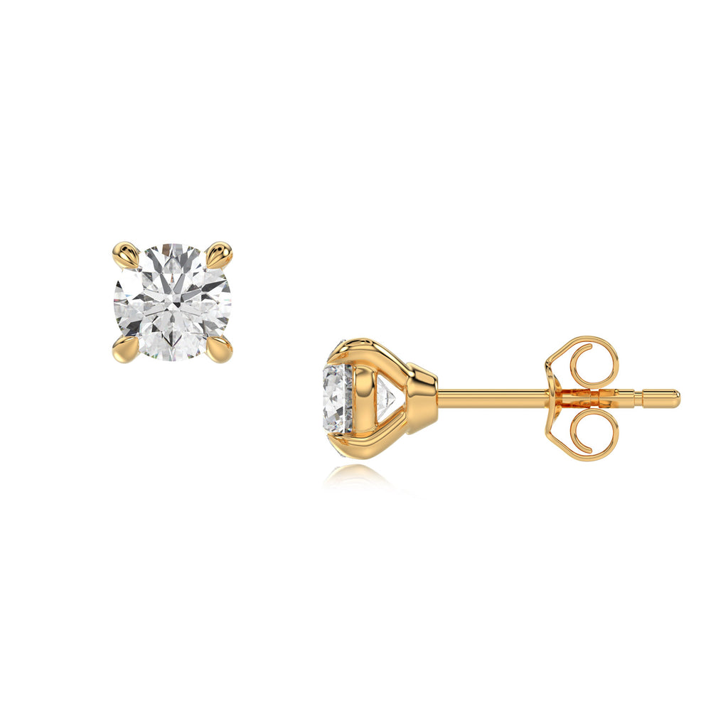 Round Brilliant Cut Diamond Stud Earrings - Butterfly Back - ER10