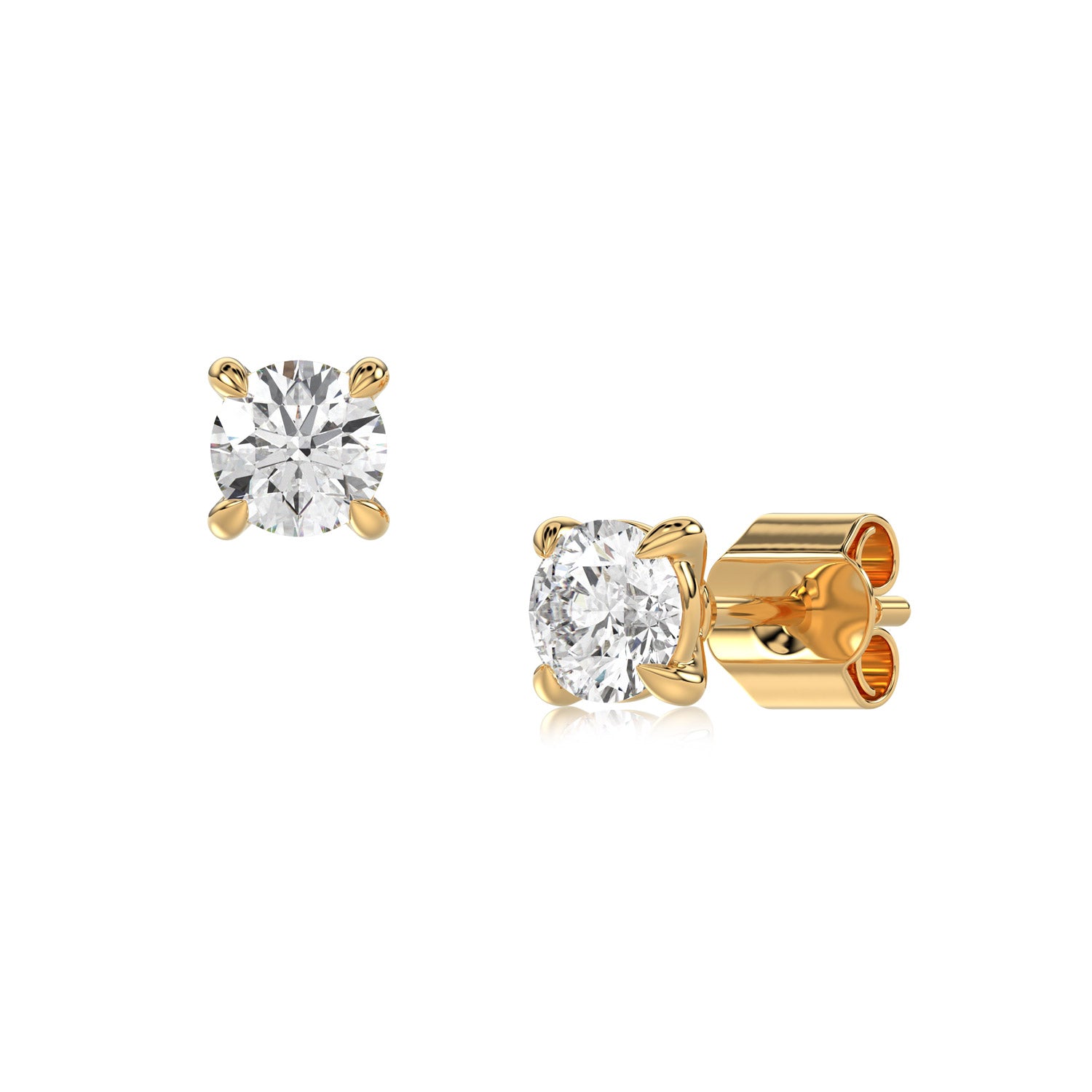 Round Brilliant Cut Diamond Stud Earrings - Butterfly Back - ER10
