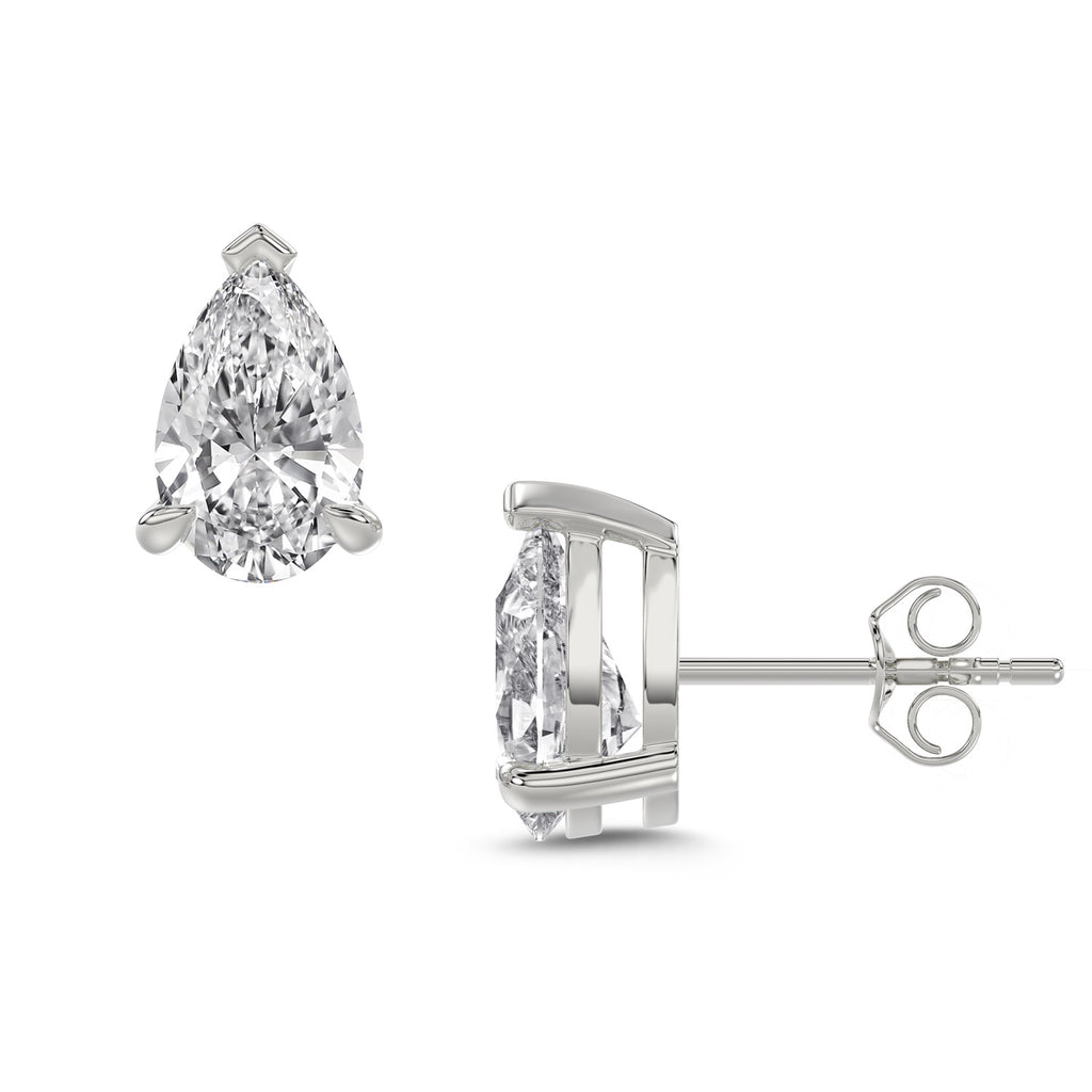 Pear Brilliant Cut Diamond Stud Earrings - Butterfly Back - ER11