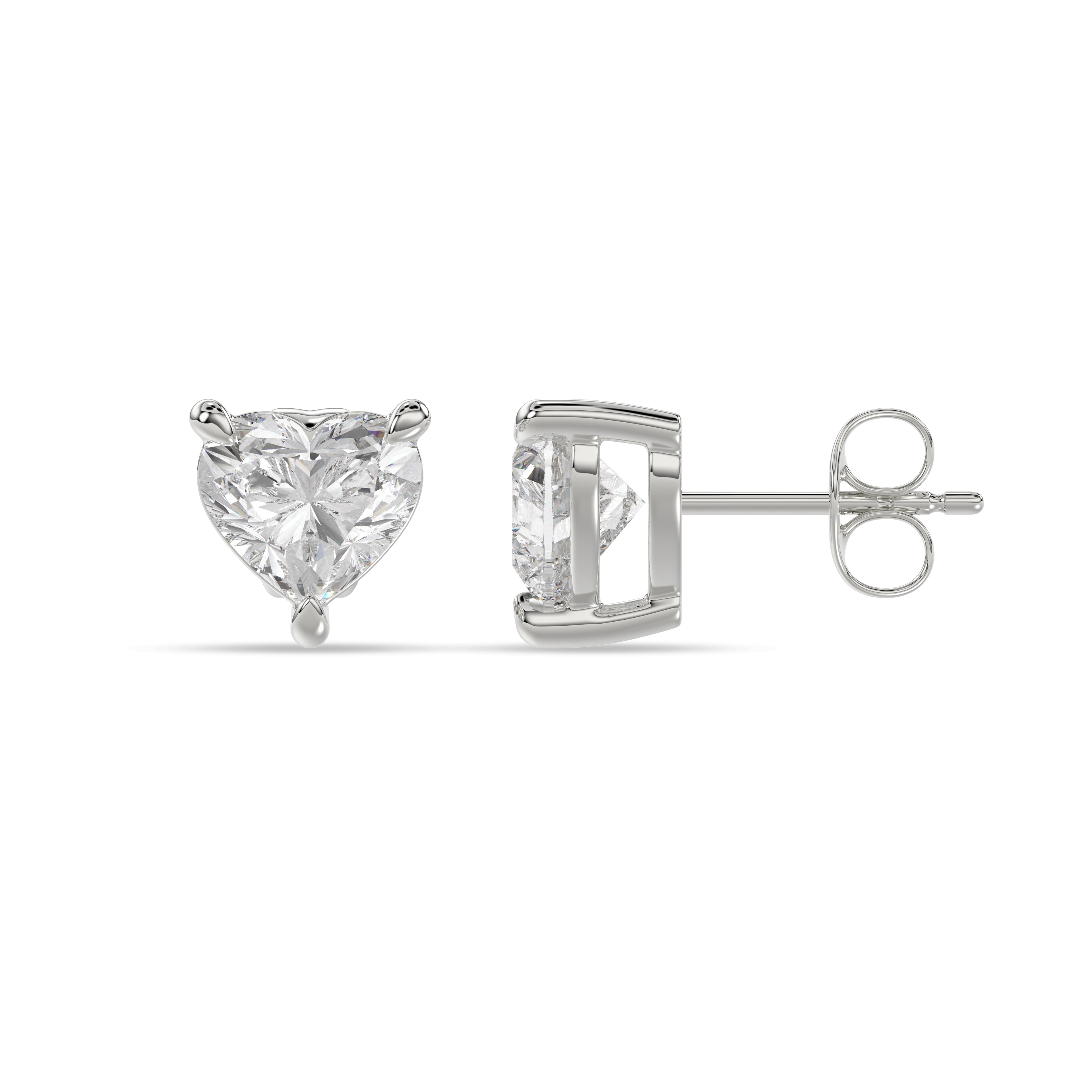 Heart Brilliant Cut Diamond Stud Earrings - Butterfly Back - ER12