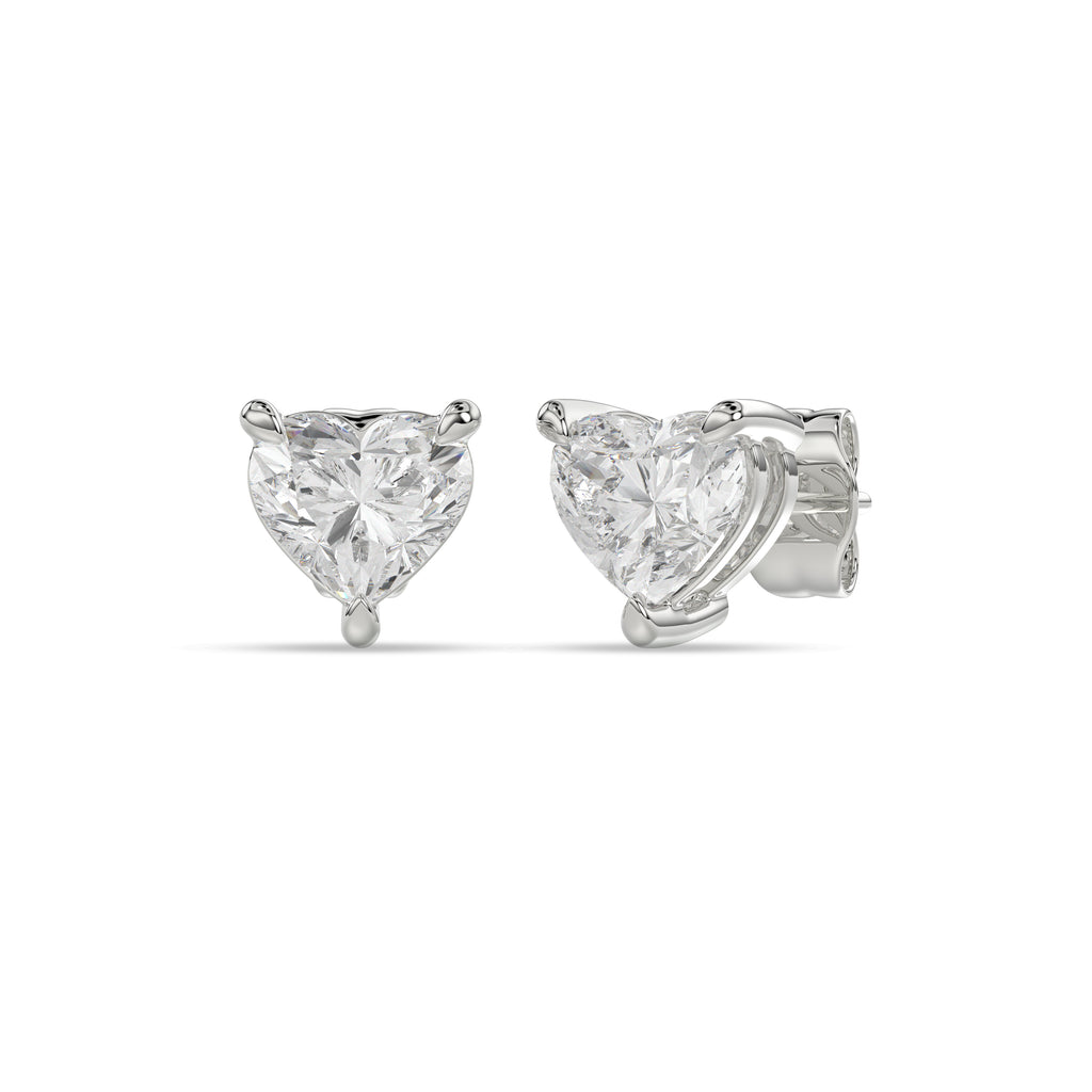 Heart Brilliant Cut Diamond Stud Earrings - Butterfly Back - ER12