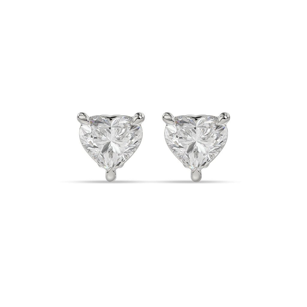 Heart Brilliant Cut Diamond Stud Earrings - Butterfly Back - ER12