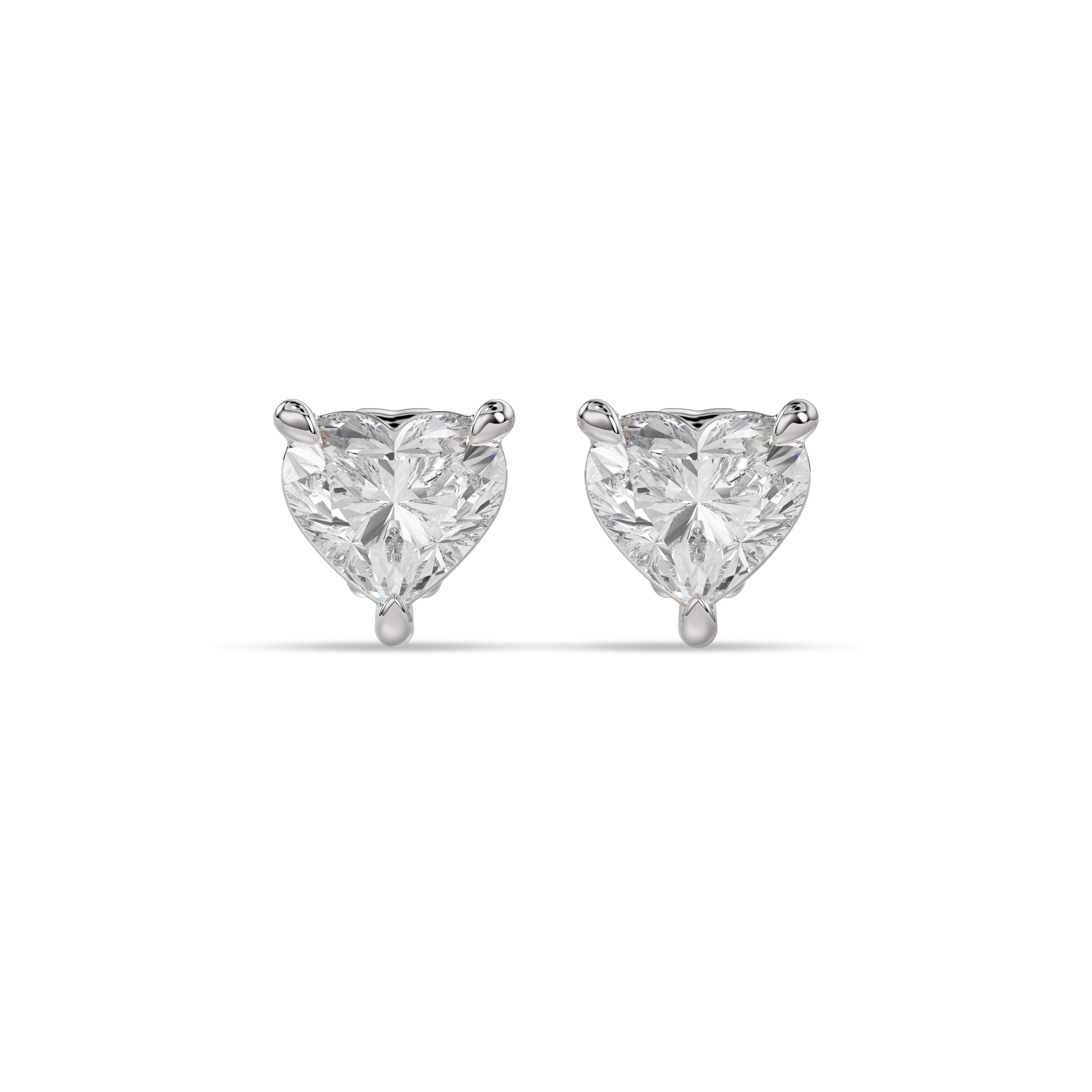 Heart Brilliant Cut Diamond Stud Earrings - Butterfly Back - ER12