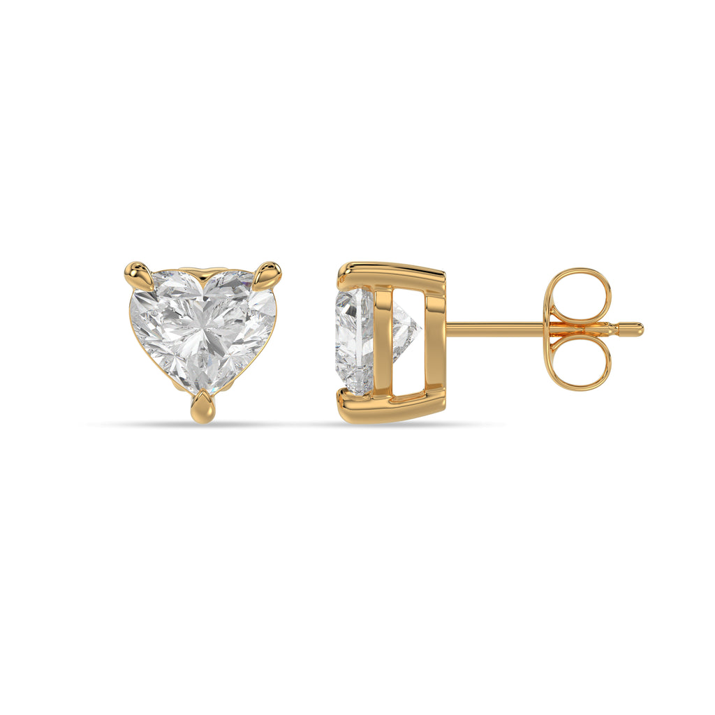 Heart Brilliant Cut Diamond Stud Earrings - Butterfly Back - ER12