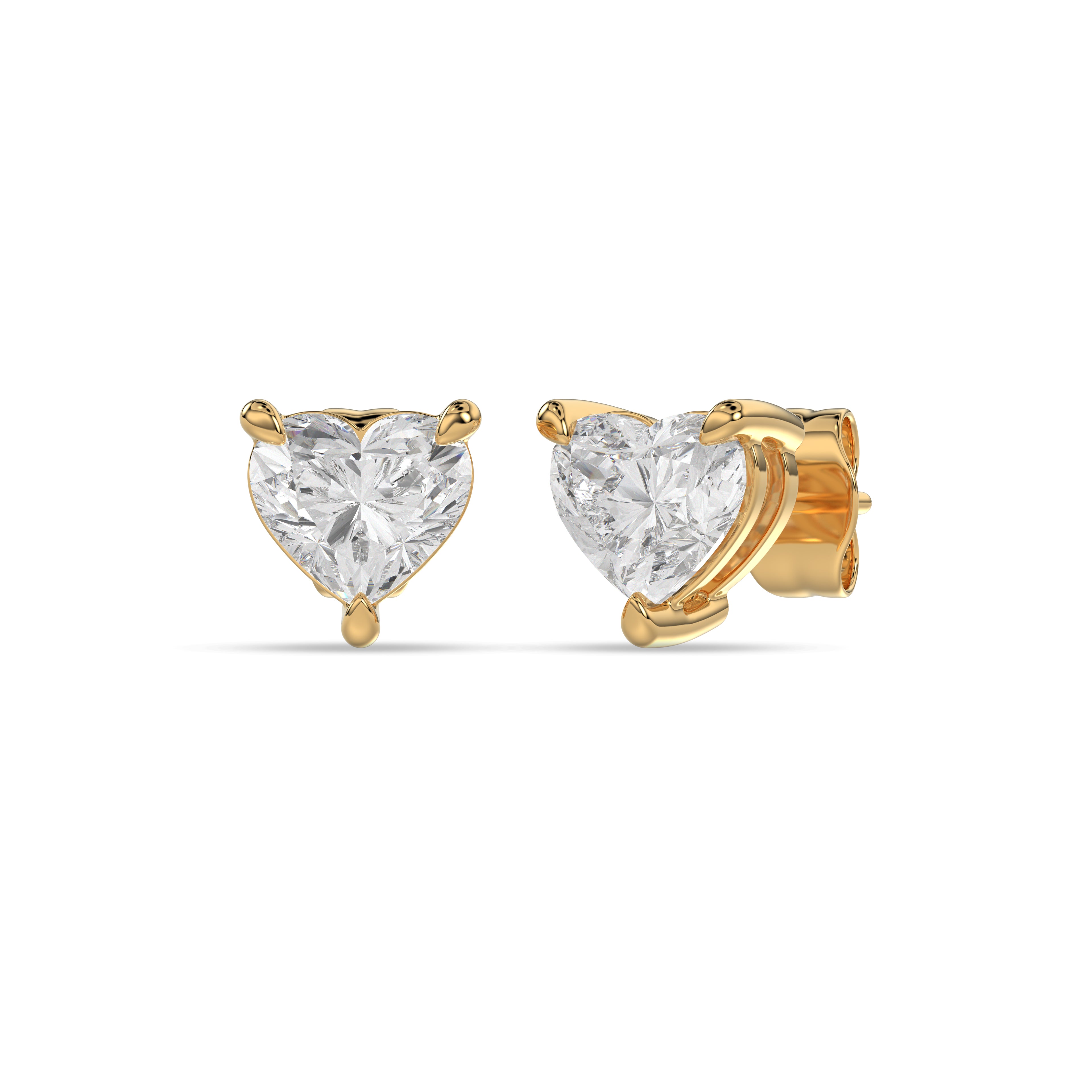 Heart Brilliant Cut Diamond Stud Earrings - Butterfly Back - ER12