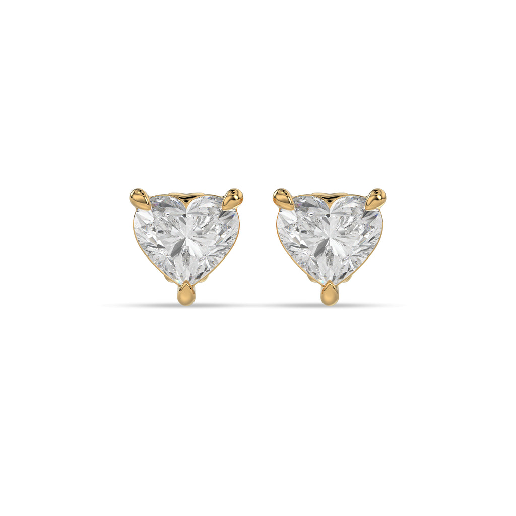 Heart Brilliant Cut Diamond Stud Earrings - Butterfly Back - ER12