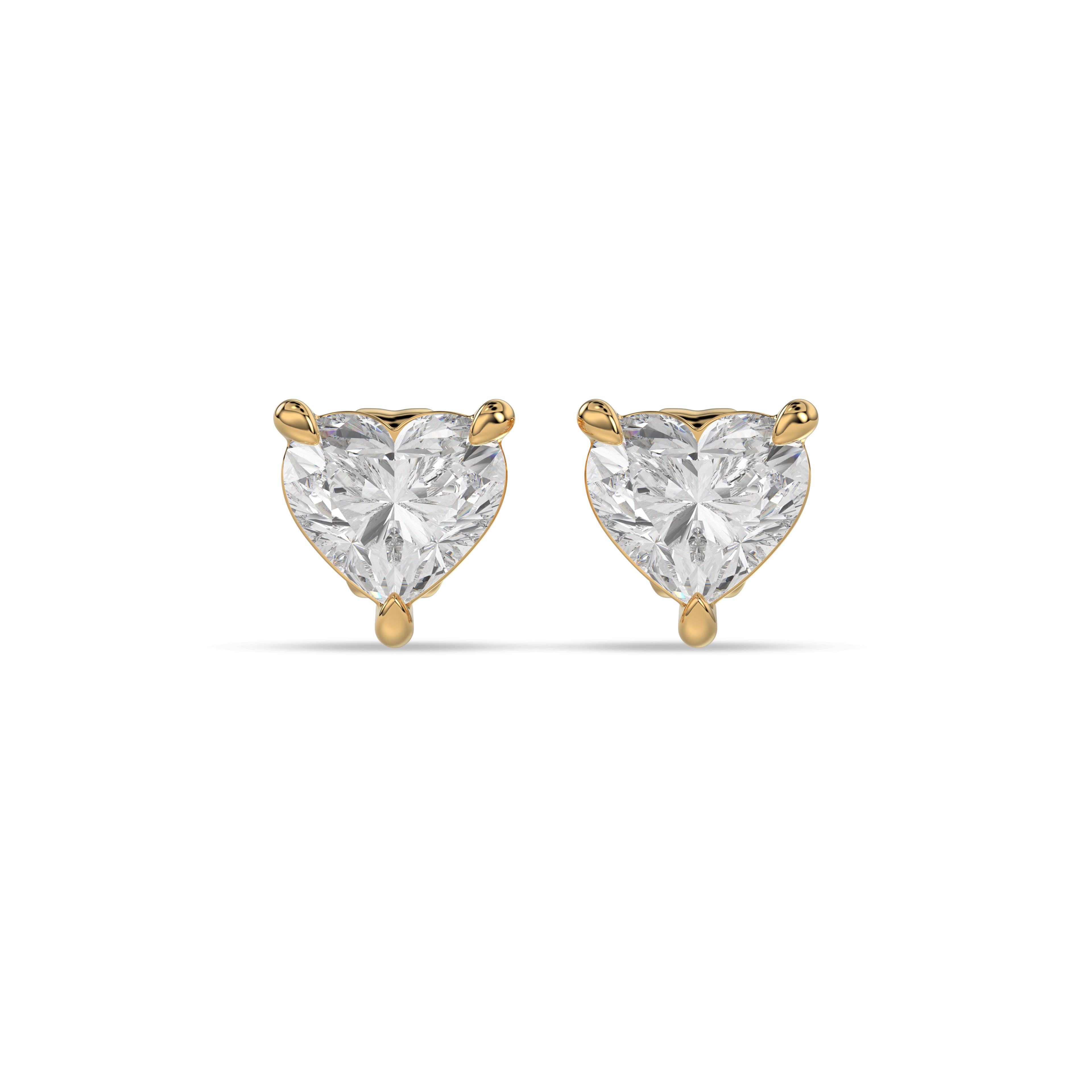 Heart Brilliant Cut Diamond Stud Earrings - Butterfly Back - ER12
