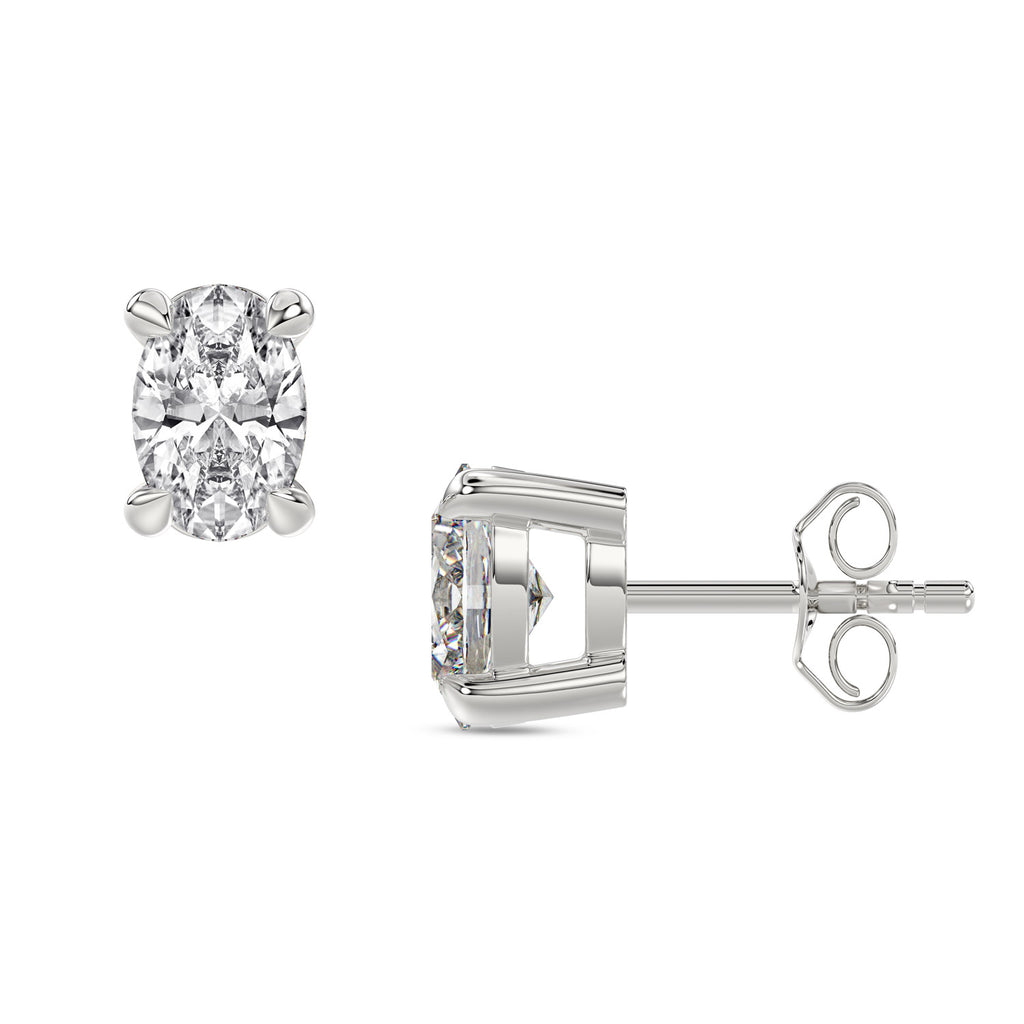 Oval Brilliant Cut Diamond Stud Earrings - Butterfly Back - ER13