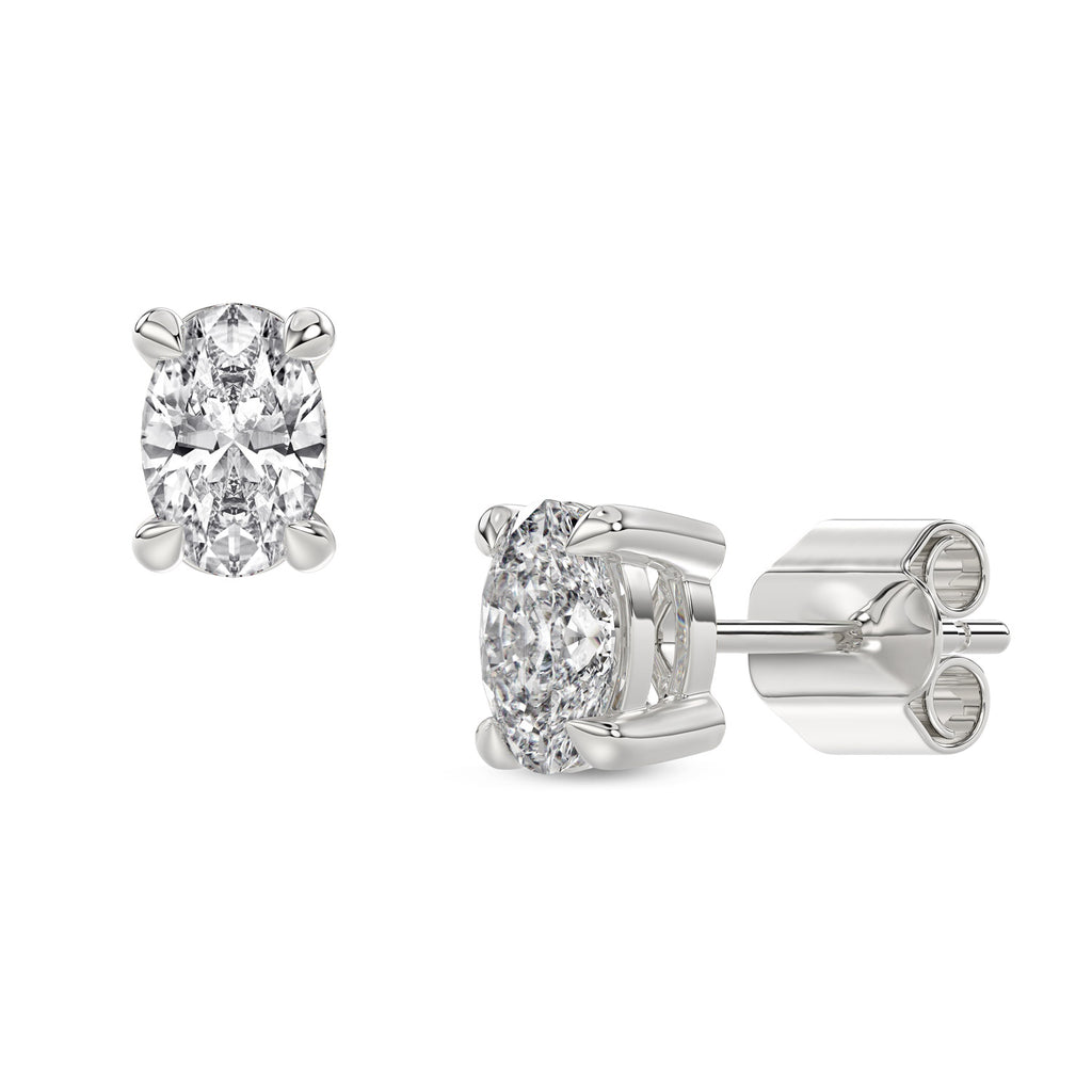 Oval Brilliant Cut Diamond Stud Earrings - Butterfly Back - ER13