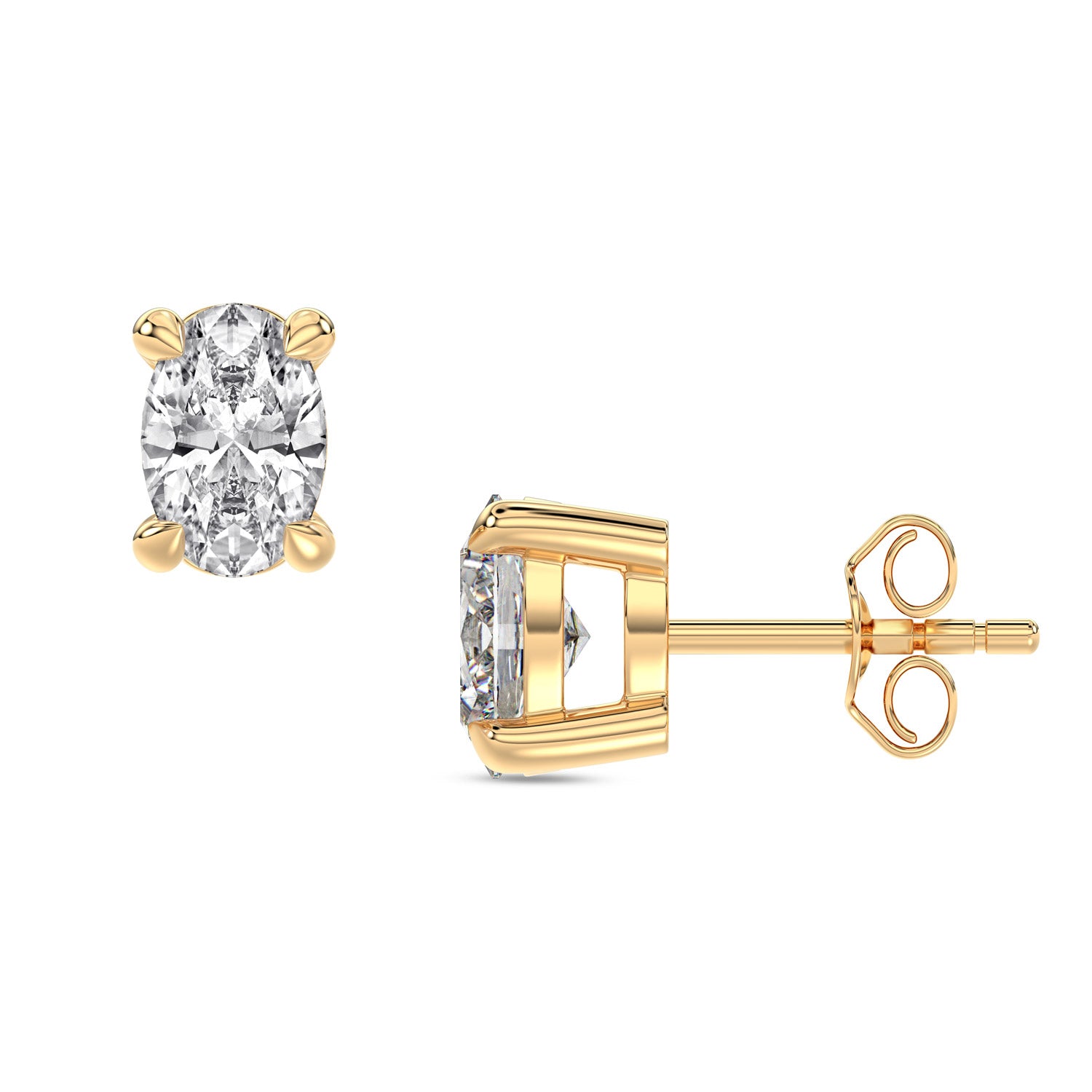 Oval Brilliant Cut Diamond Stud Earrings - Butterfly Back - ER13