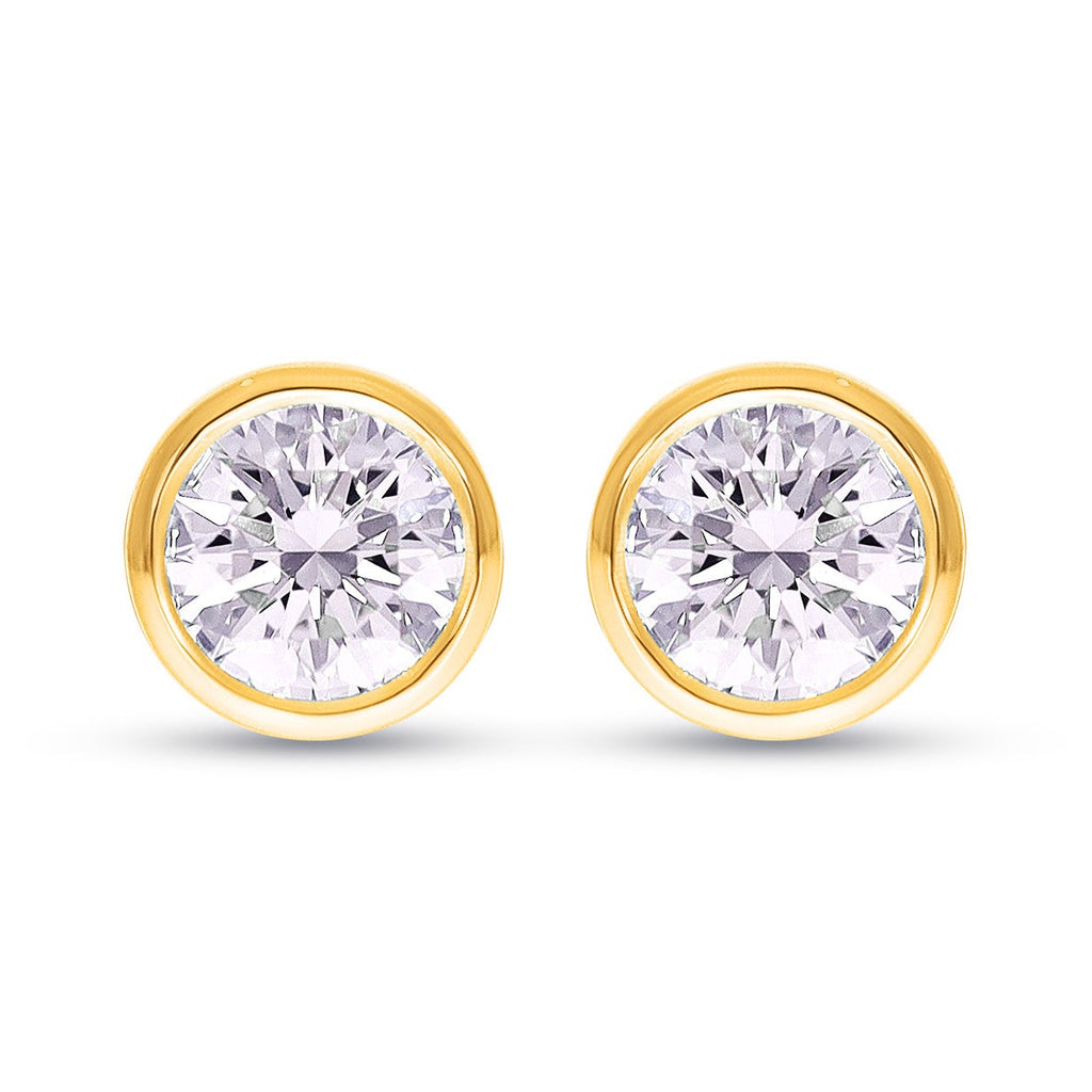 Round Brilliant Cut Diamond Stud Earrings - Butterfly Back - ER17