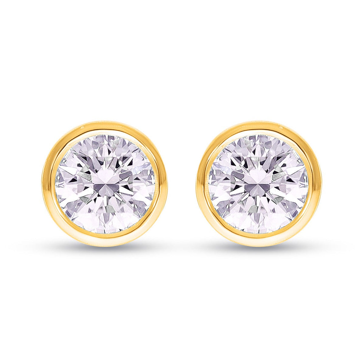 Round Brilliant Cut Diamond Stud Earrings - Butterfly Back - ER17