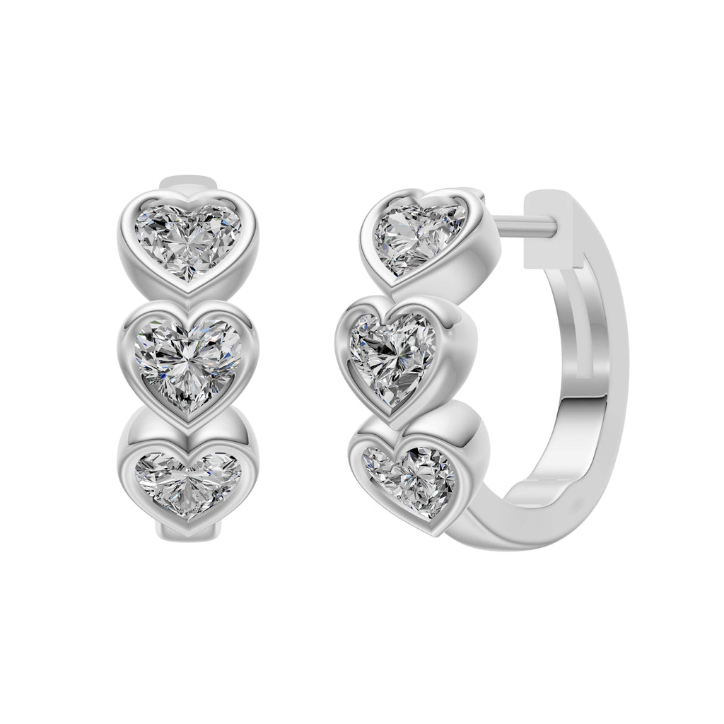 0.90ct Heart Diamond Hoop Earrings - ER27