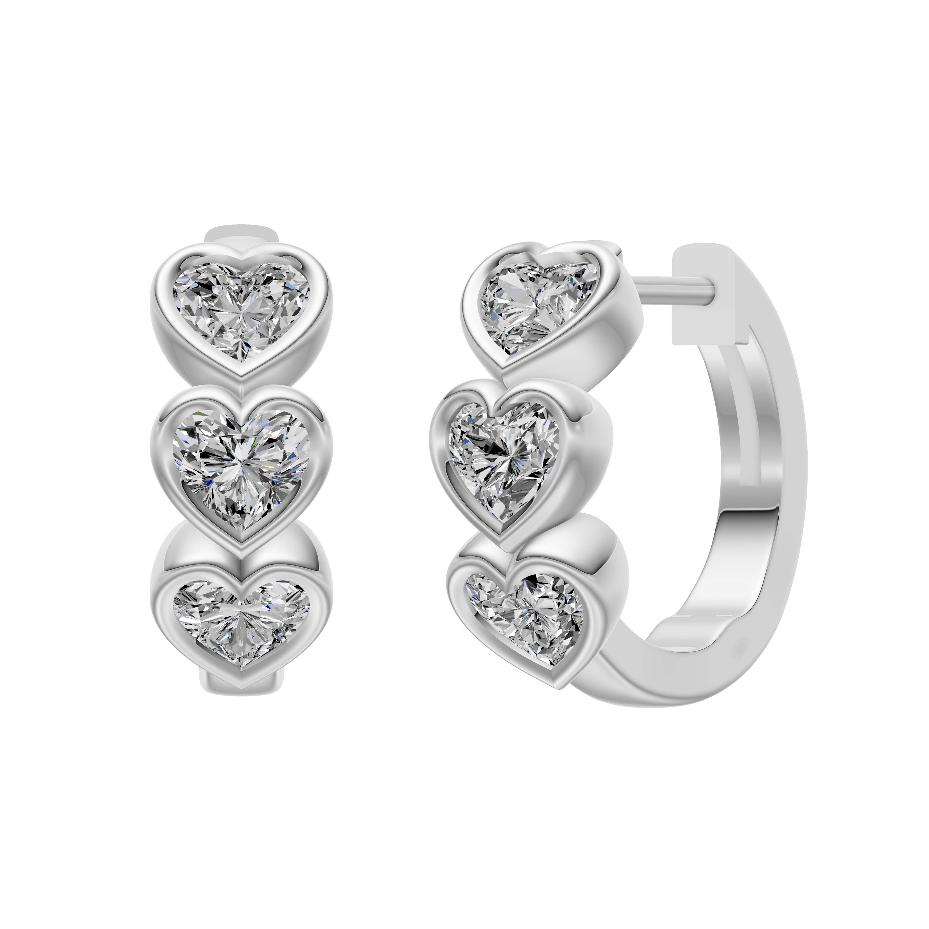 0.90ct Heart Diamond Hoop Earrings - ER27