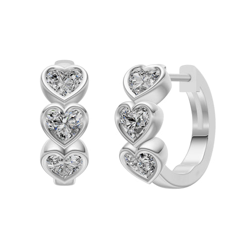 0.90ct Heart Diamond Hoop Earrings - ER27