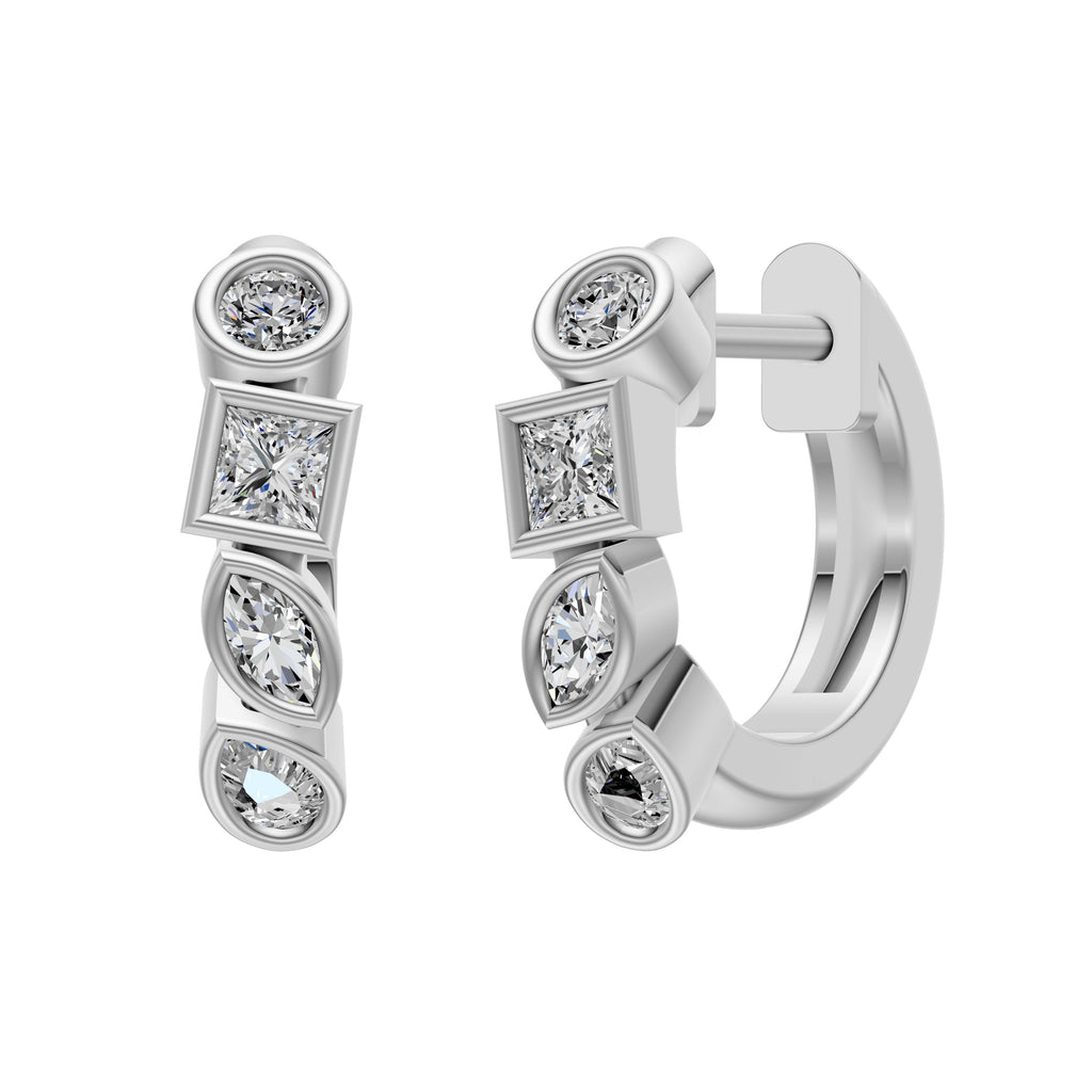 0.56ct Multi Stone Diamond Hoop Earrings - ER28