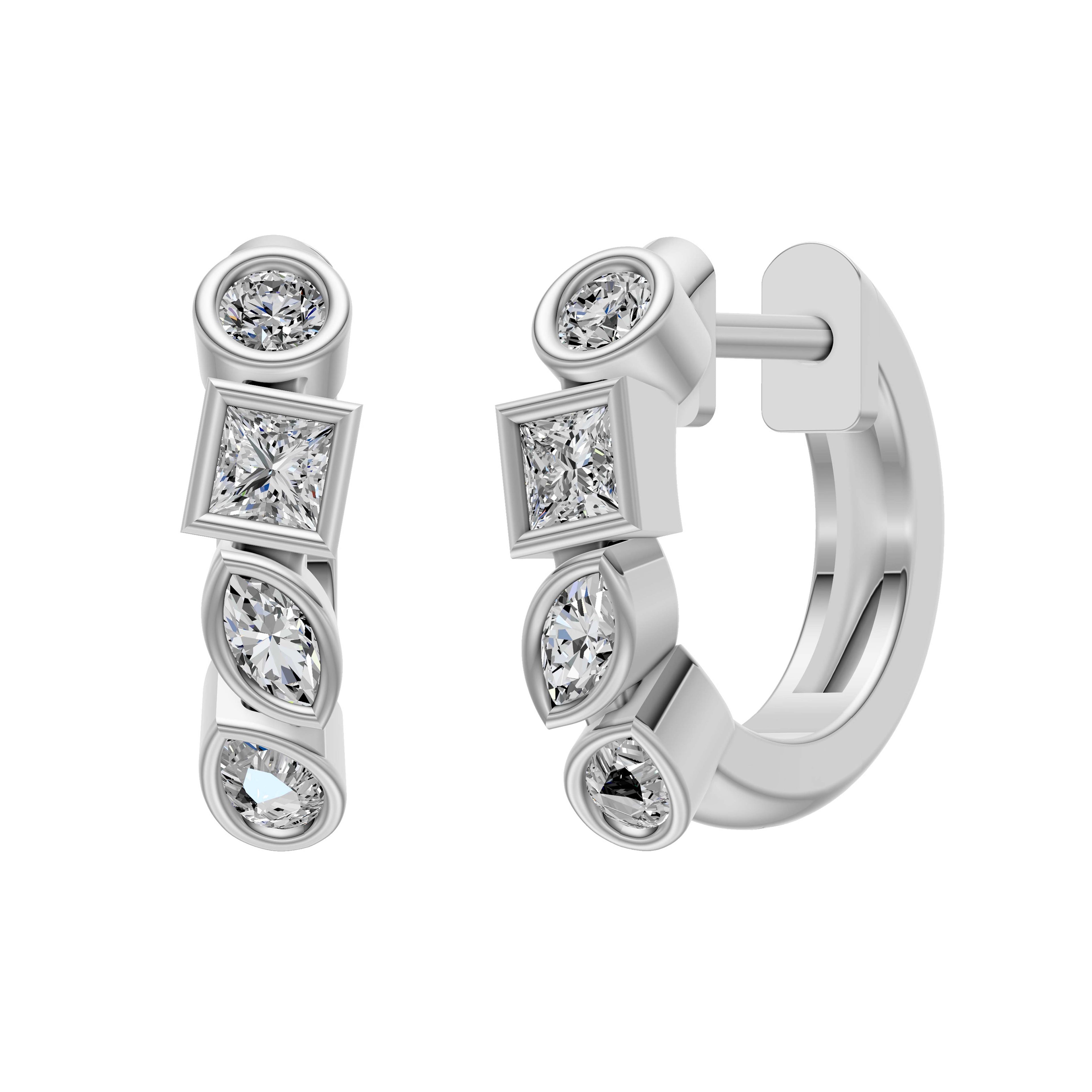 0.56ct Multi Stone Diamond Hoop Earrings - ER28