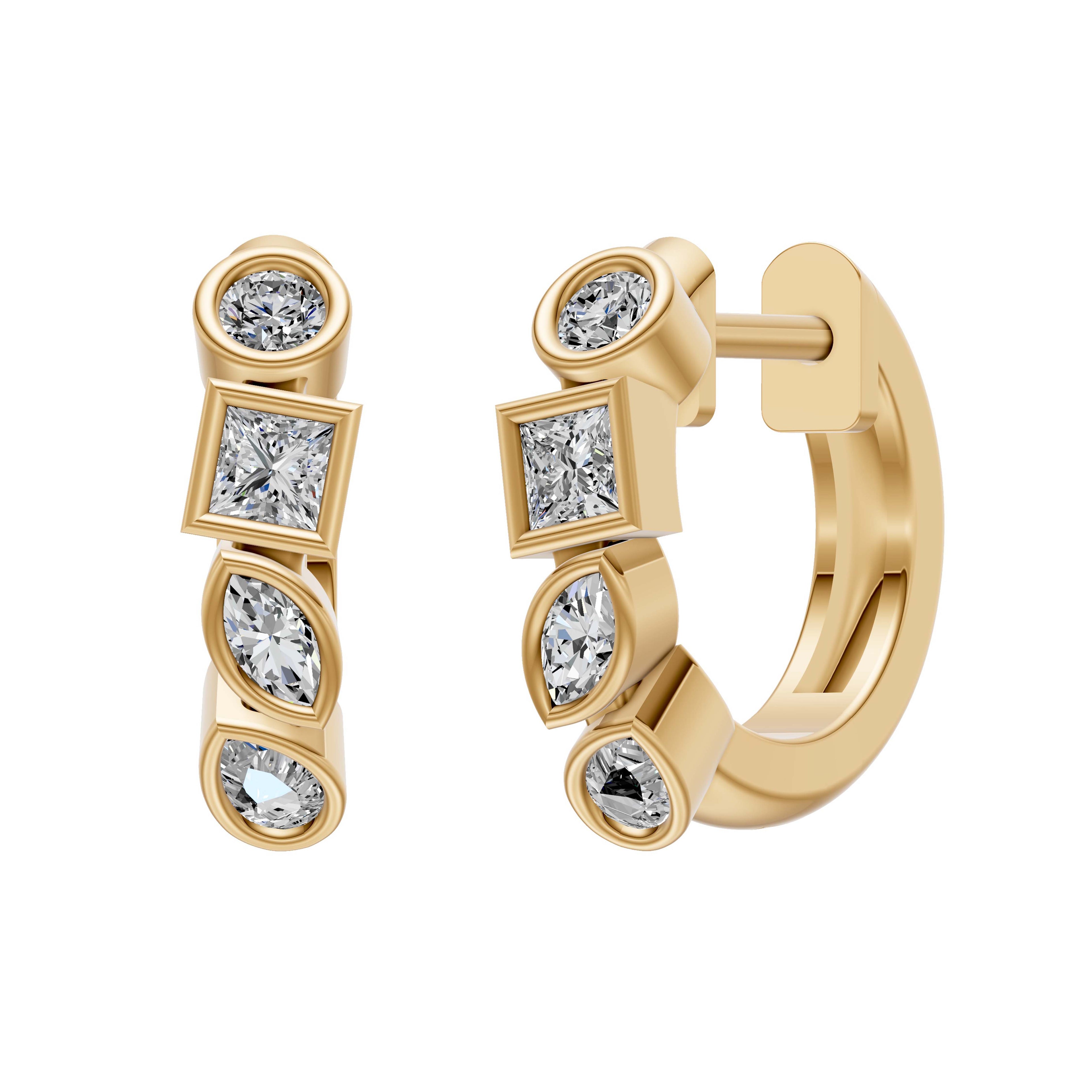 0.56ct Multi Stone Diamond Hoop Earrings - ER28