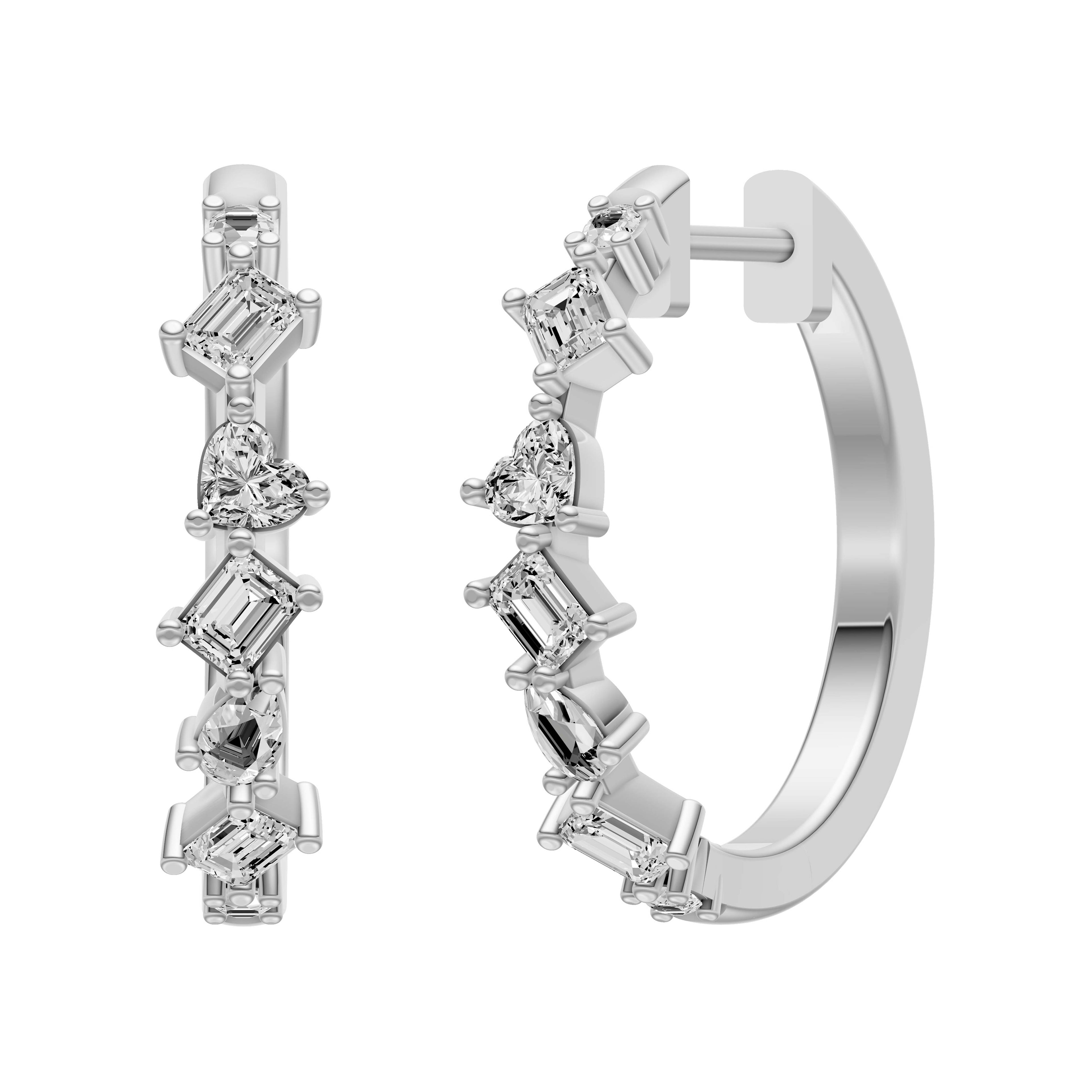 1.10ct Multi Stone Diamond Hoop Earrings - ER30