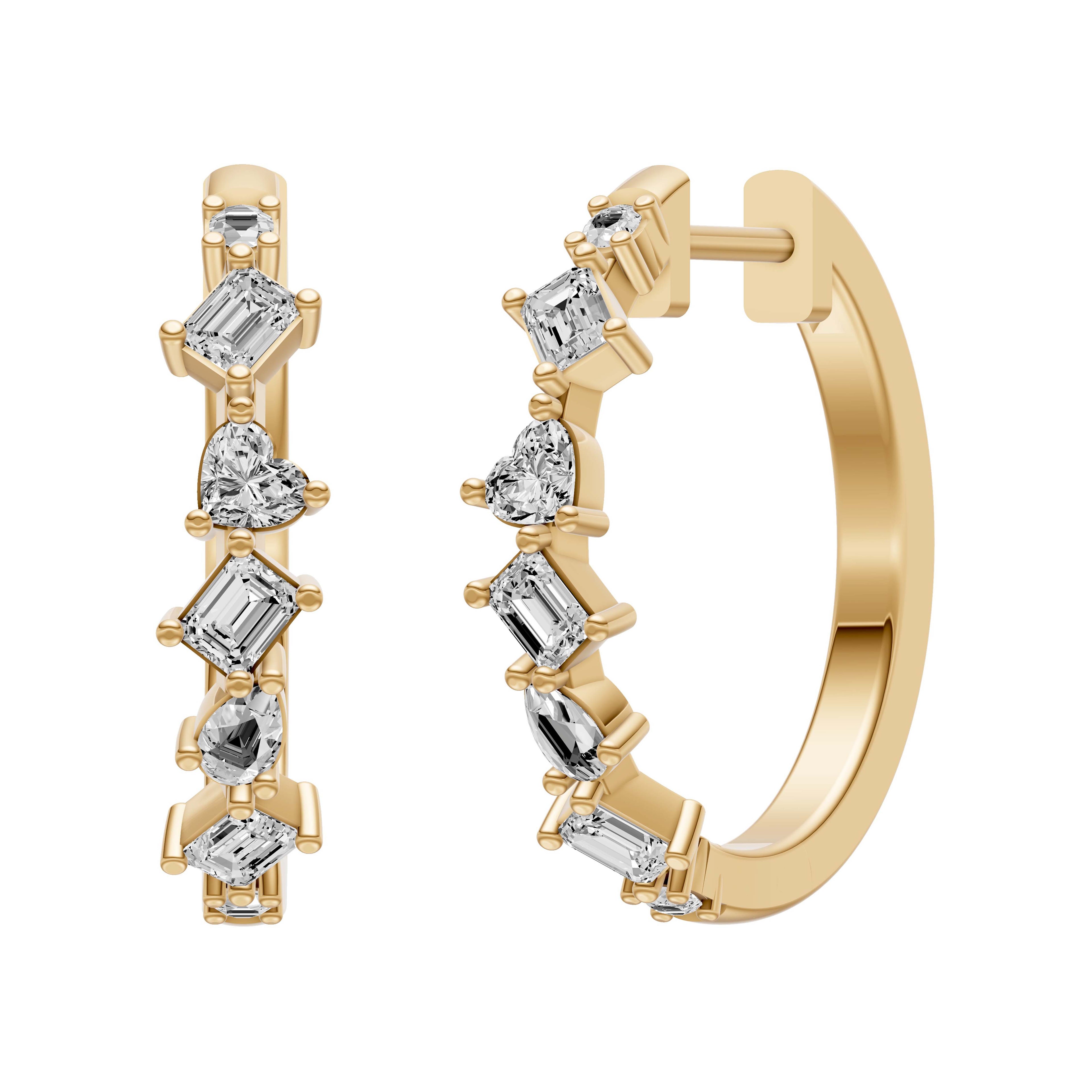 1.10ct Multi Stone Diamond Hoop Earrings - ER30