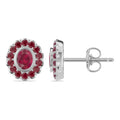 Oval & Round Ruby Stud Earrings - ER32