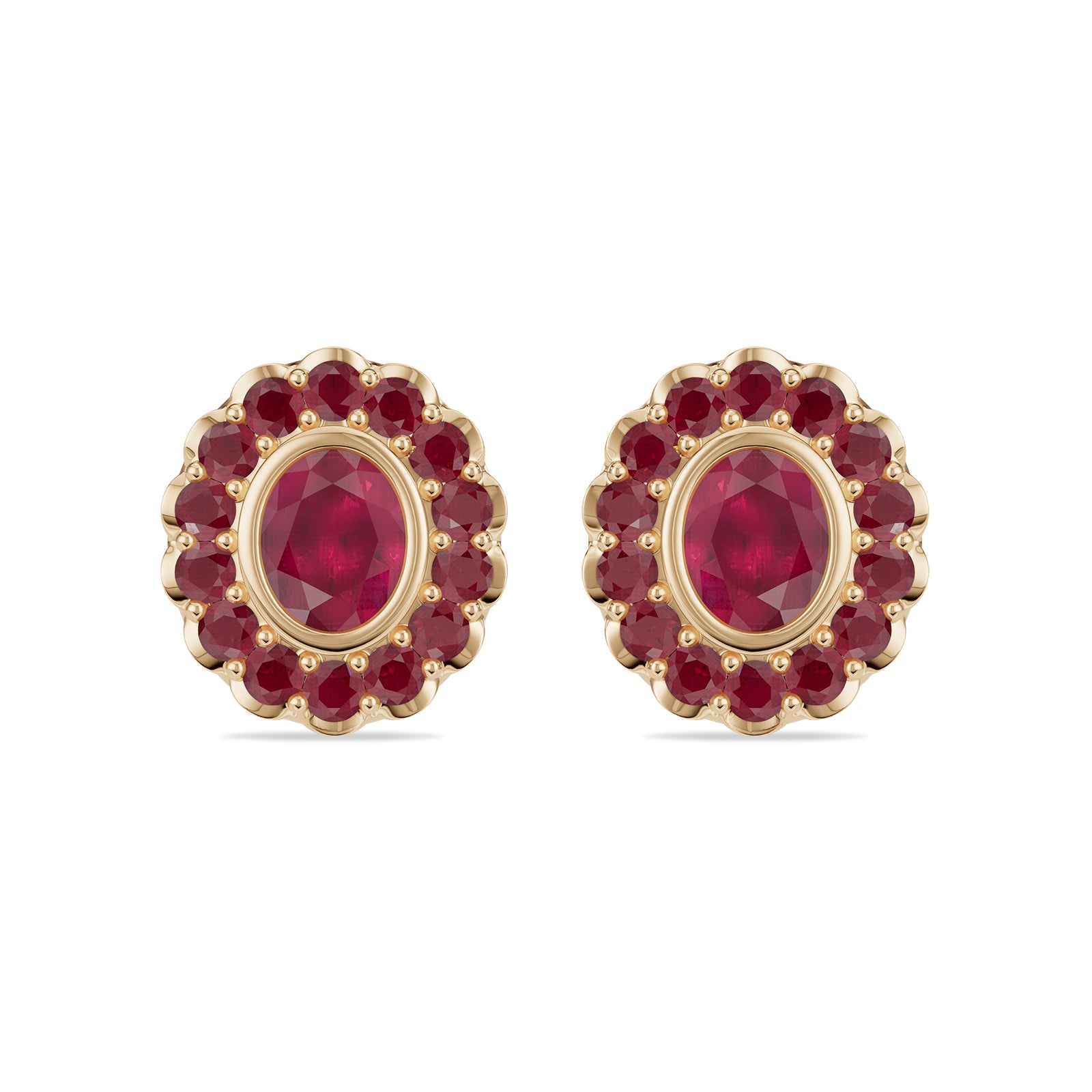 Oval & Round Ruby Stud Earrings - ER32