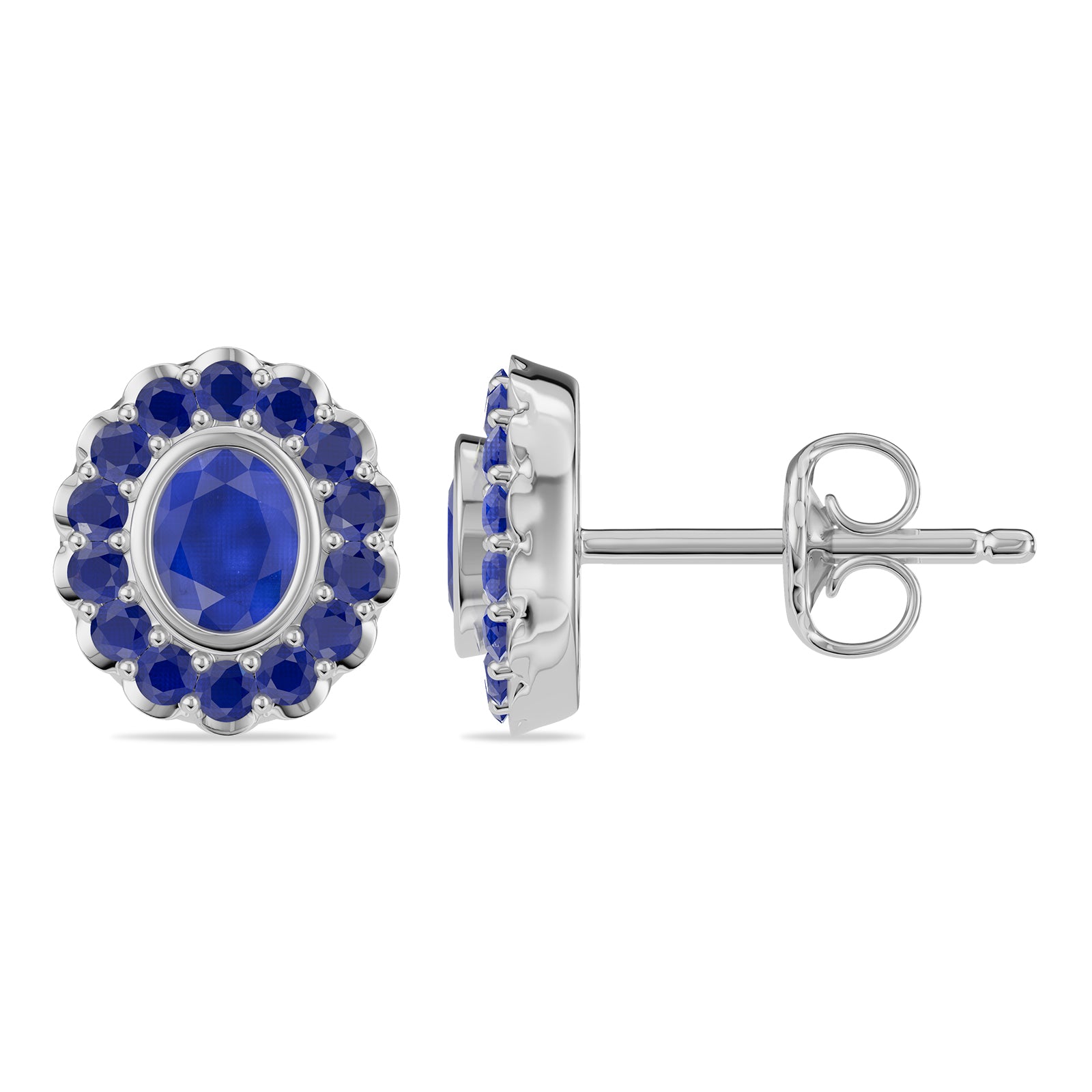 Oval & Round Sapphire Stud Earrings - ER33