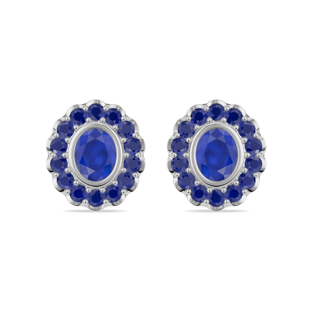 Oval & Round Sapphire Stud Earrings - ER33