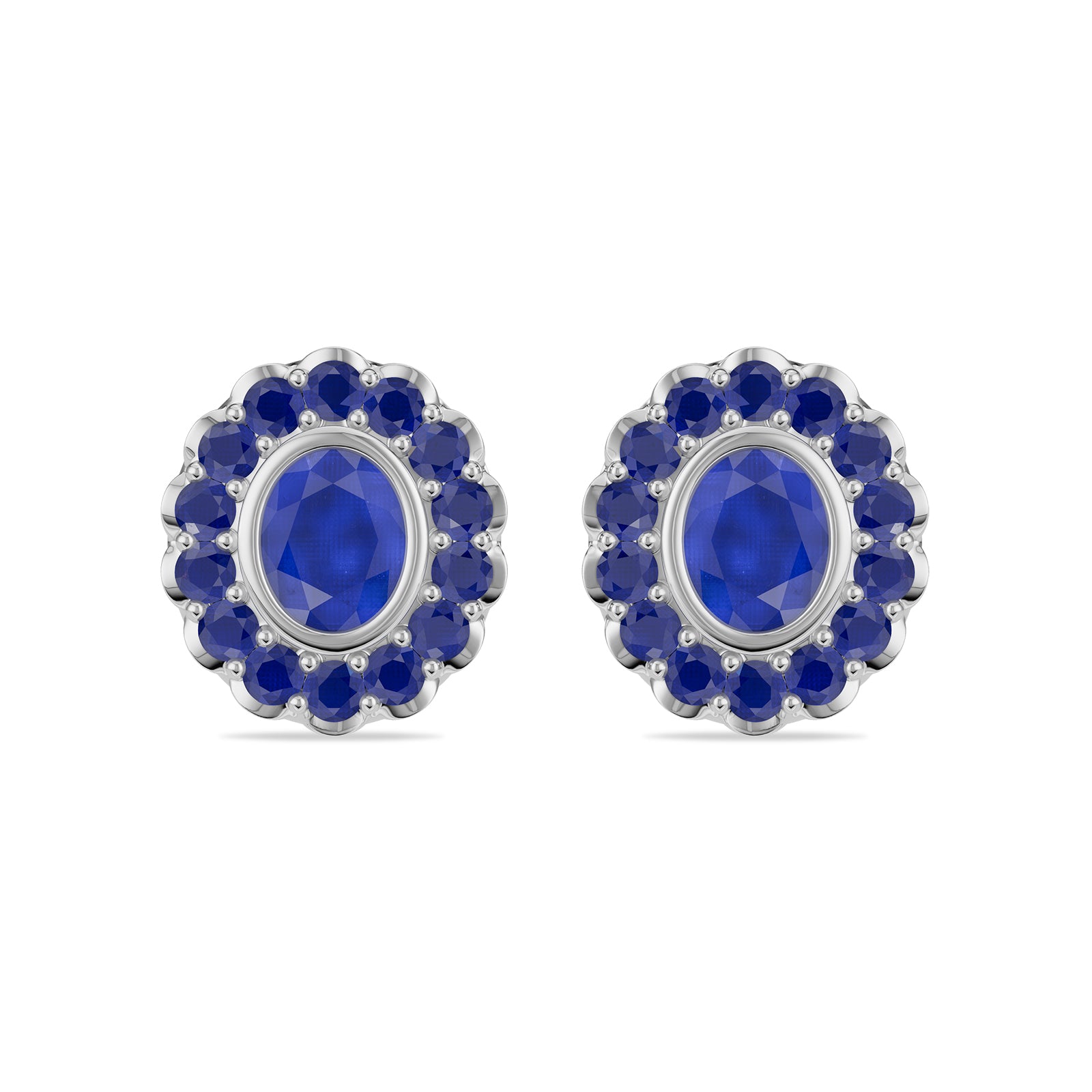 Oval & Round Sapphire Stud Earrings - ER33