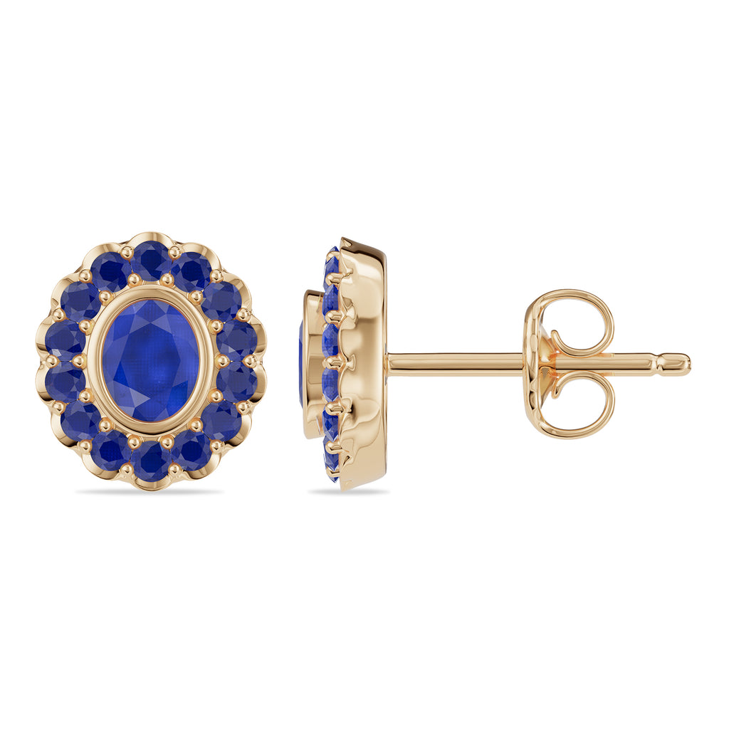 Oval & Round Sapphire Stud Earrings - ER33