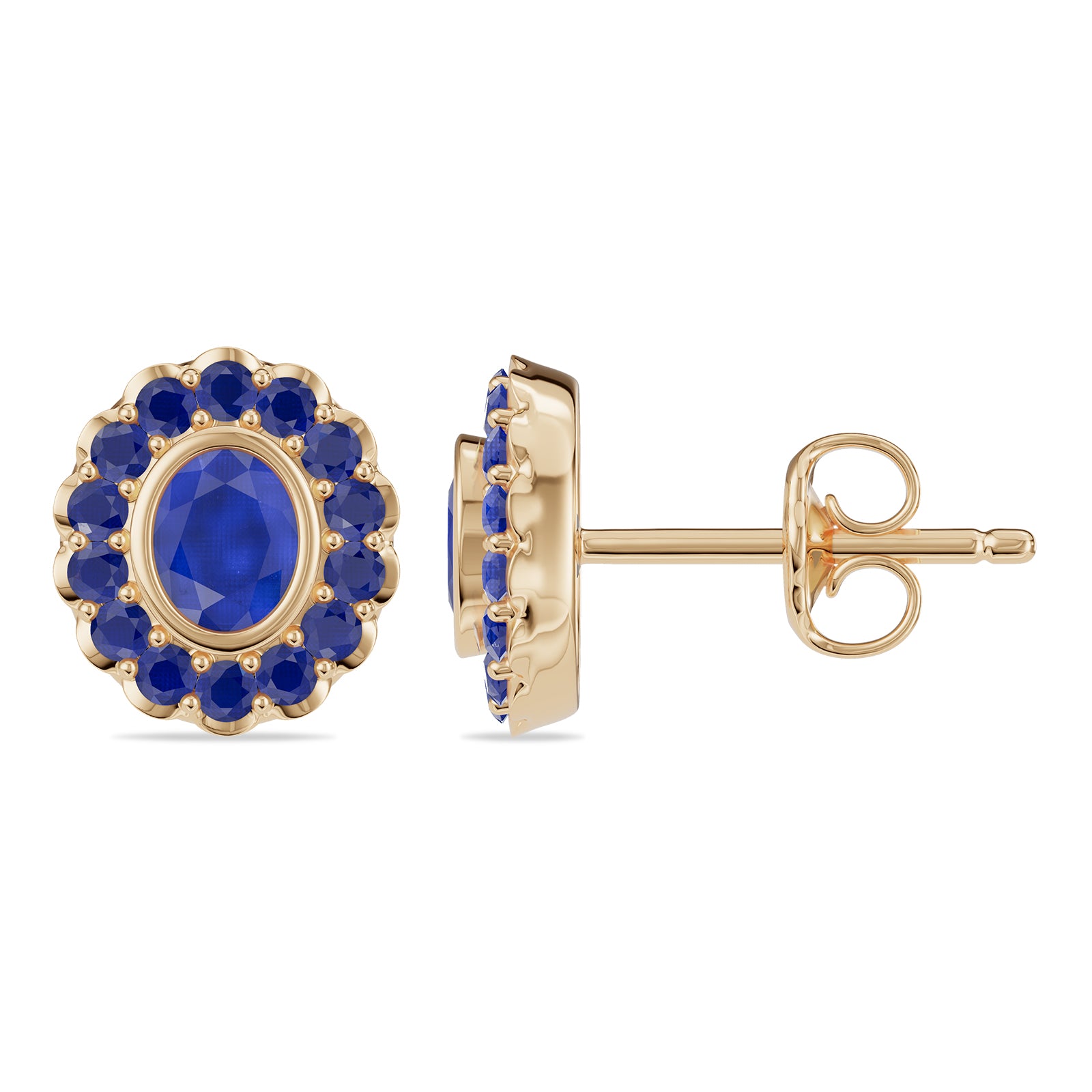 Oval & Round Sapphire Stud Earrings - ER33