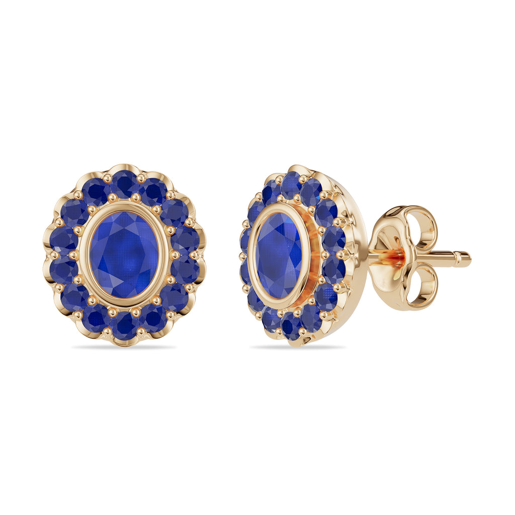 Oval & Round Sapphire Stud Earrings - ER33