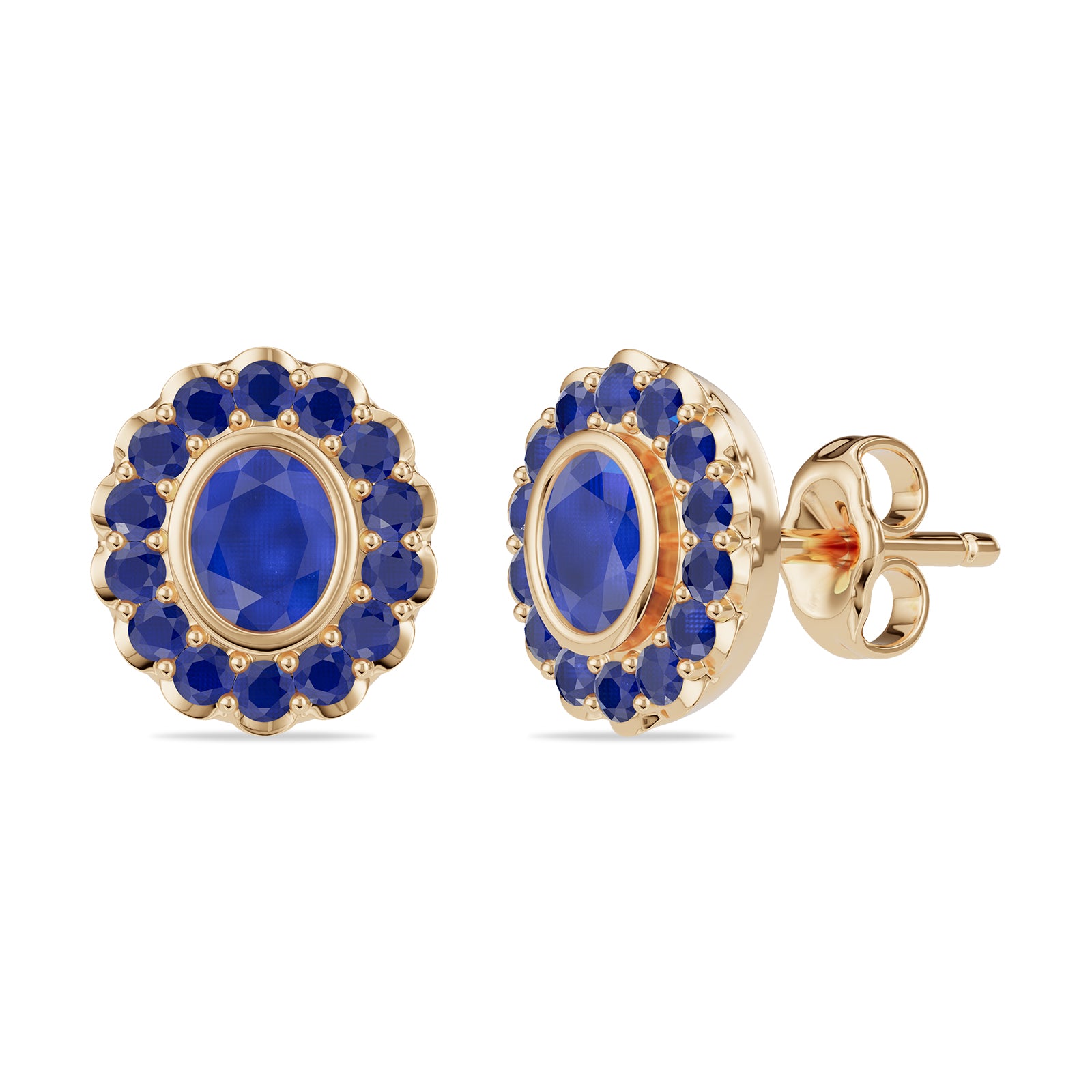 Oval & Round Sapphire Stud Earrings - ER33