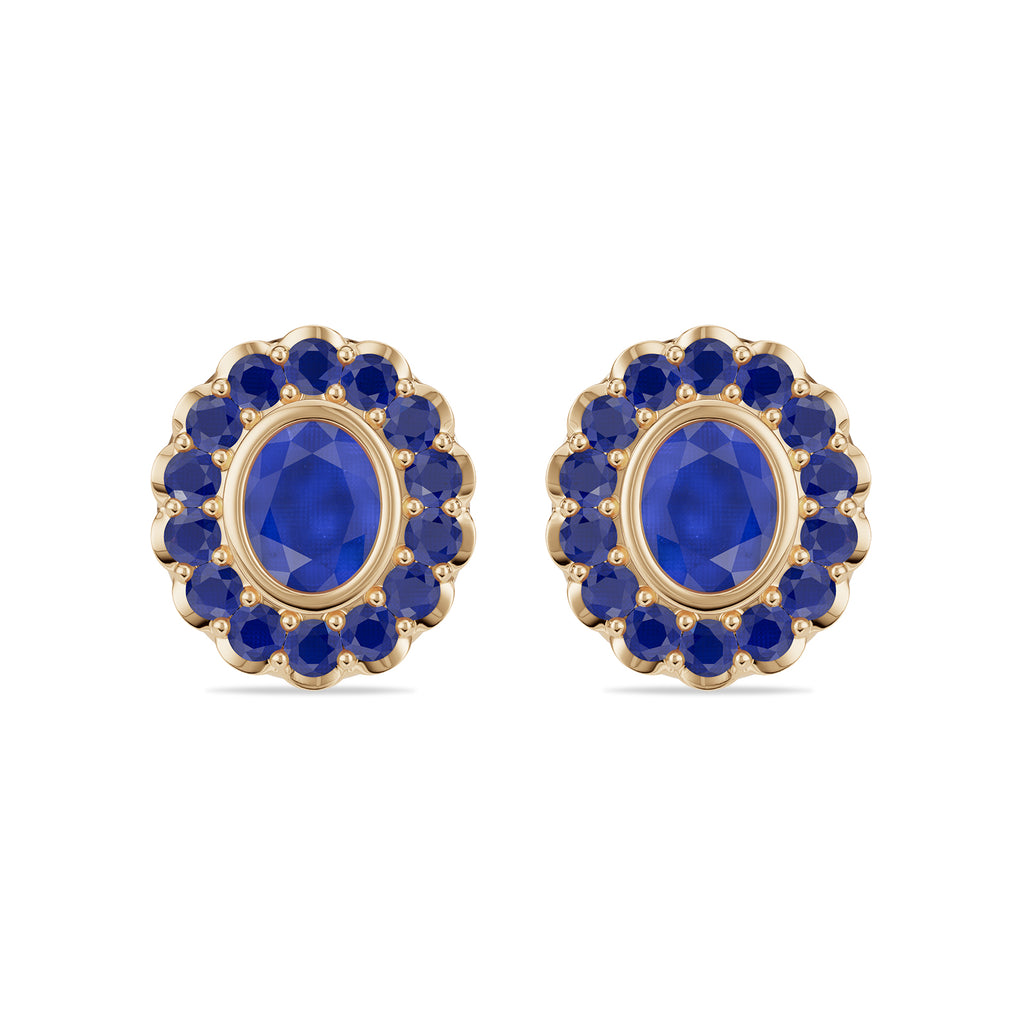Oval & Round Sapphire Stud Earrings - ER33