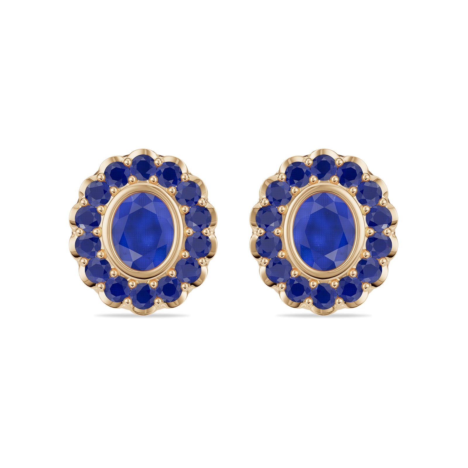 Oval & Round Sapphire Stud Earrings - ER33