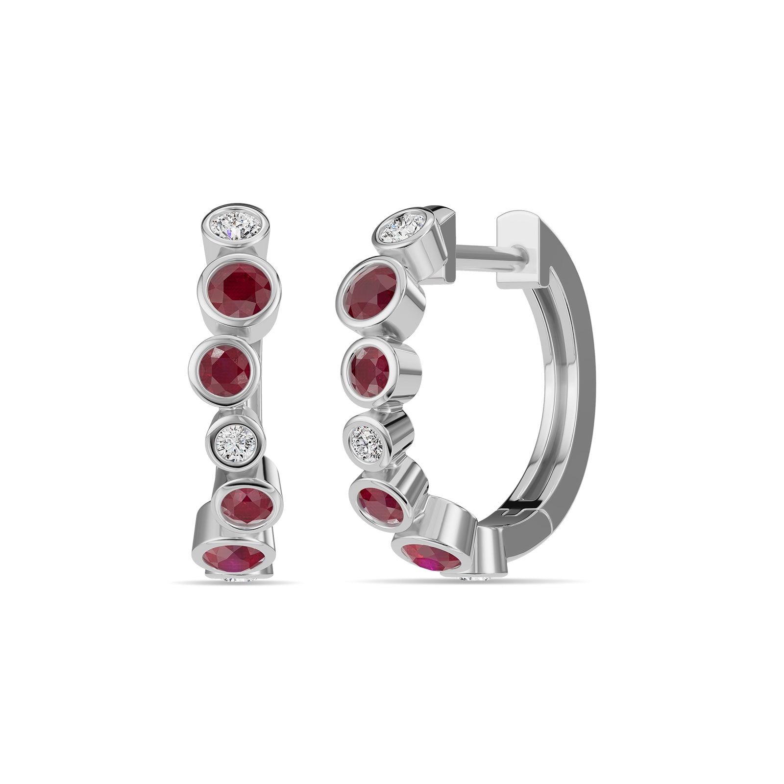 Ruby & Round Diamond Hoop Earrings - ER38
