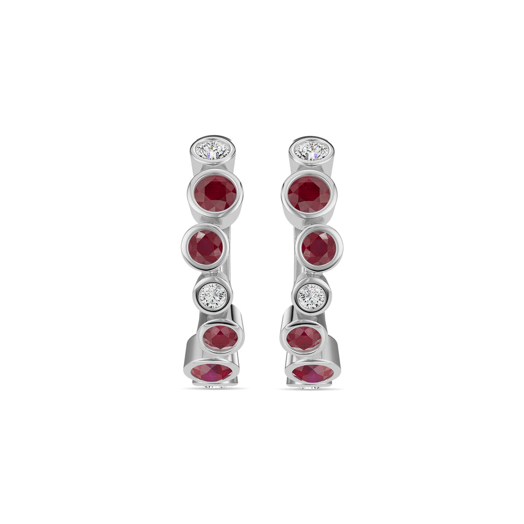 Ruby & Round Diamond Hoop Earrings - ER38